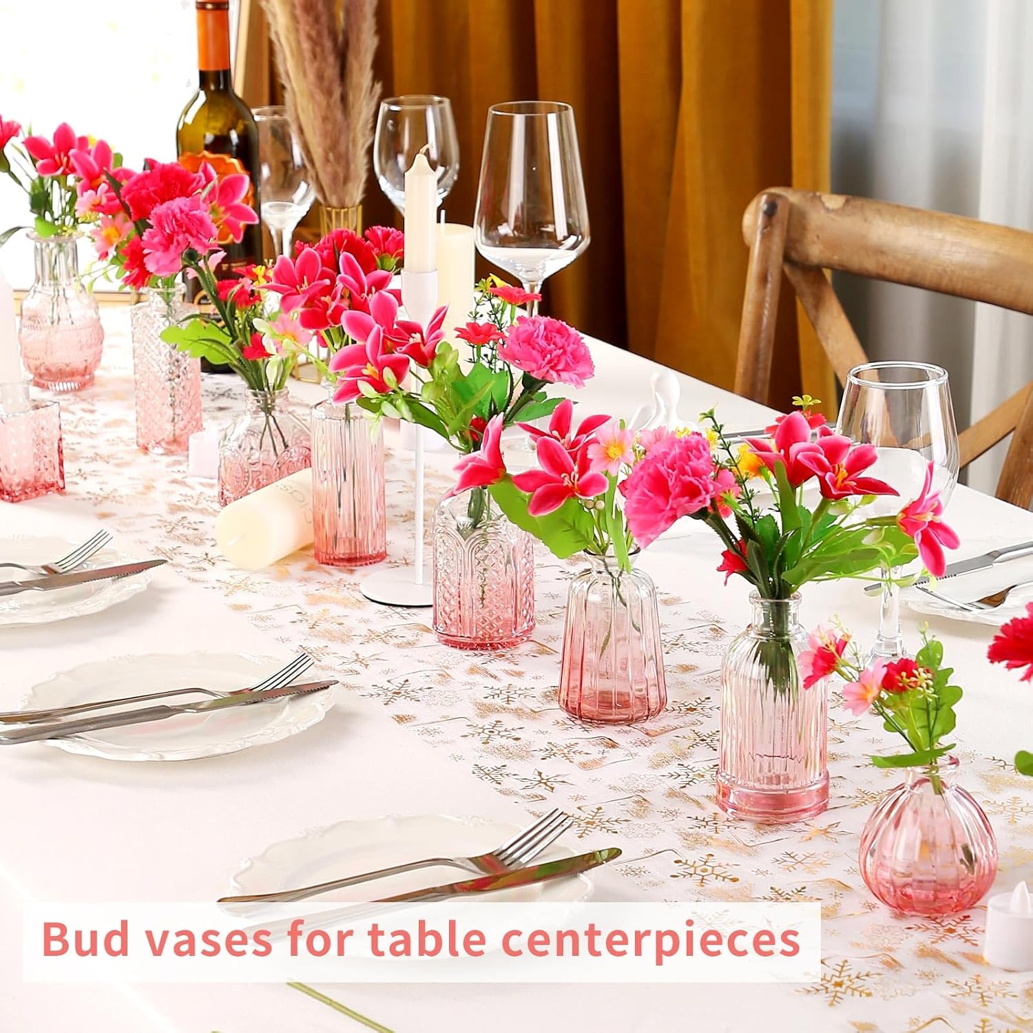 60 Pcs Glass Bud Vases in Light Piink and Light Rose red,Small Glass Vases for Flowers as Wedding Centerpieces for Tables,Flower Vases Suitble for Wedding Decorations,Home Decor,Party Decorations,Gift