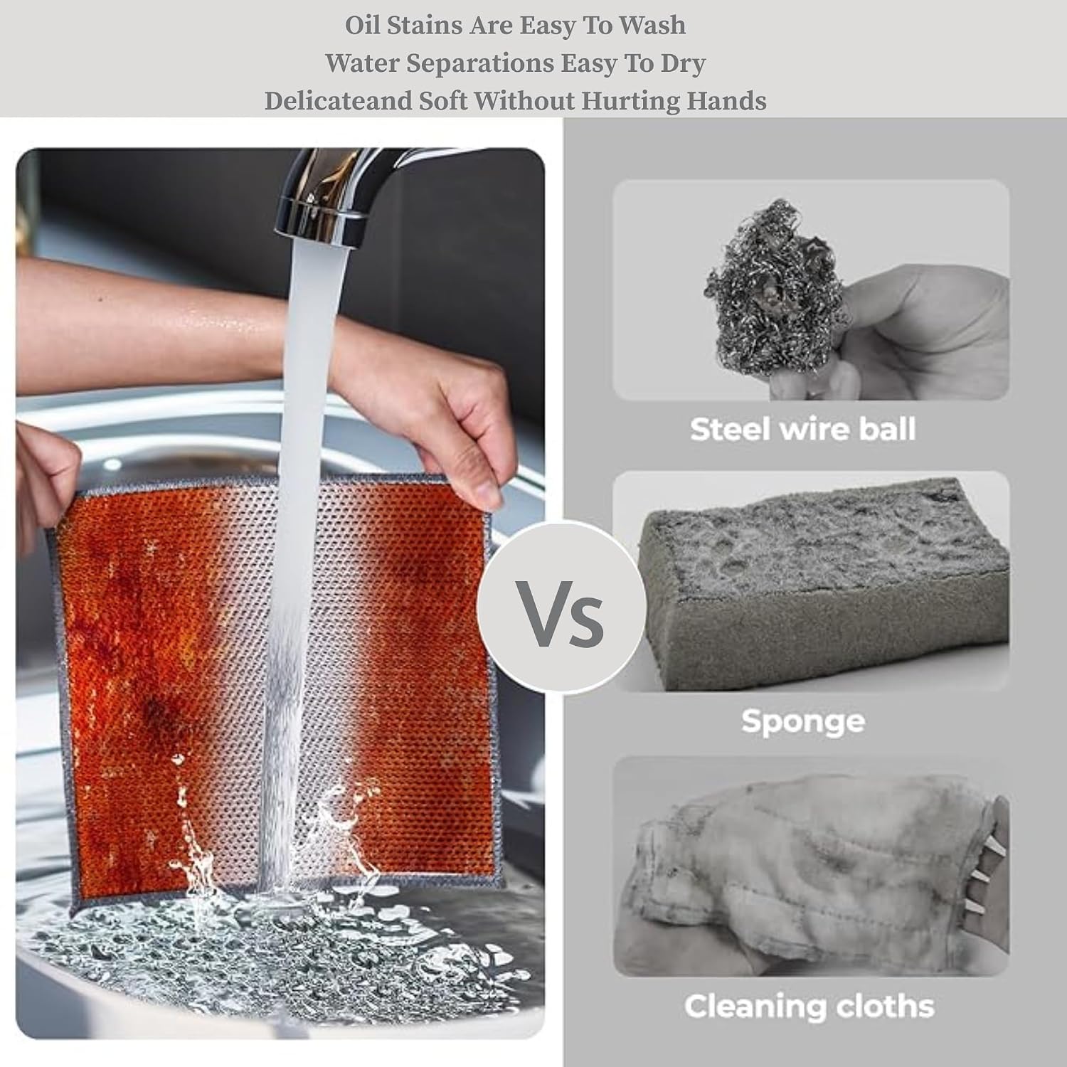 Mercobay Multipurpose Wire Dishwashing Rags 10 pcs Pack with Glove | Non Scratch Wire Dishcloths, Steel Wool Cleaning Cloth, Multipurpose Kitchen Scrubber for Dishes image 2