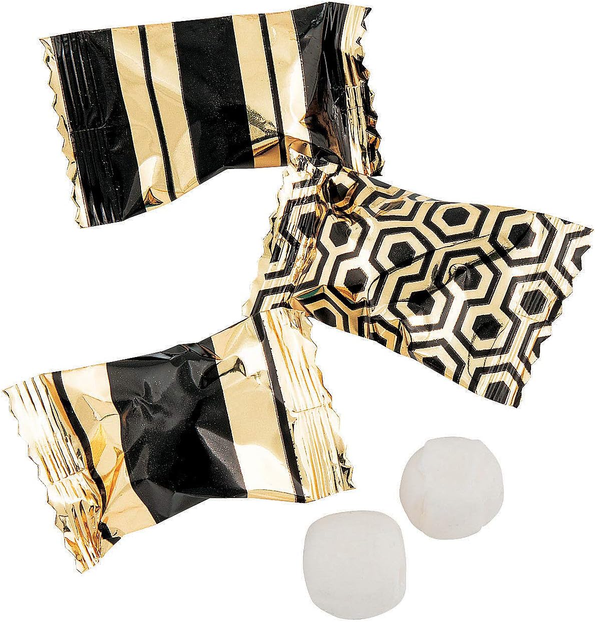 Fun Express Wedding Favors for Guests Bulk 100 - Black and Gold Individually Wrapped Buttermints | Premium Butter Mints for Party Favors, Candy Buffet & Engagement Celebrations, 14 ounce