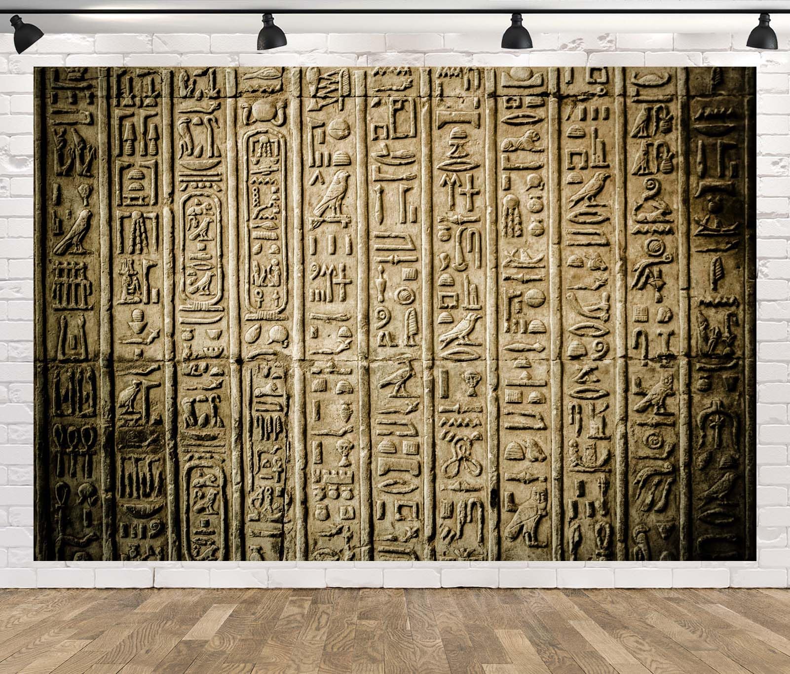 BELECO 5.2x3m Telo sfondo geroglifici egizi antichi | Tempio egiziano faraone muro arenaria scolpita sfondo archeologia banner festa tema egitto accessori foto
