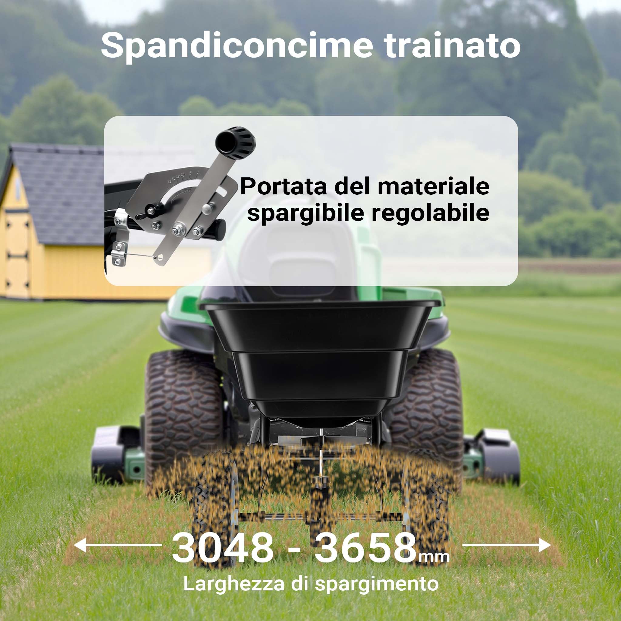 Wiltec GT1507 Carrello spargitore trainato da 29 l per trattorini Spandiconcime Spargisale