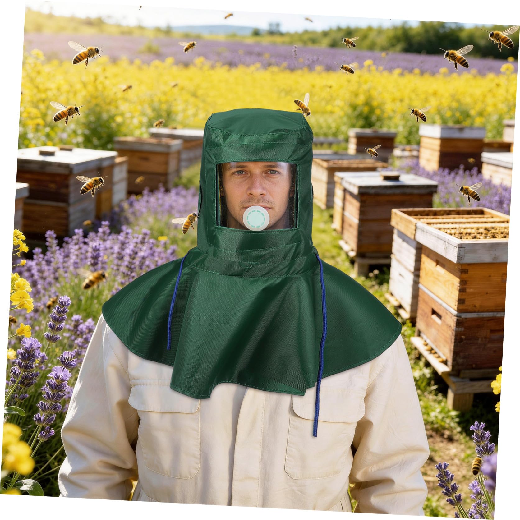 SEWACC Masque de Sablage Confortable et Coupe-Vent Capot de Sablage en PC et Tissu, Ponçage, la Peinture Protection la Poussière