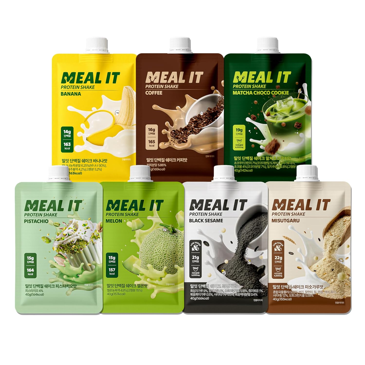 Korean Cafe Protein Shake Variety Pack, Cafe-Inspired Flavors, 7 Packs