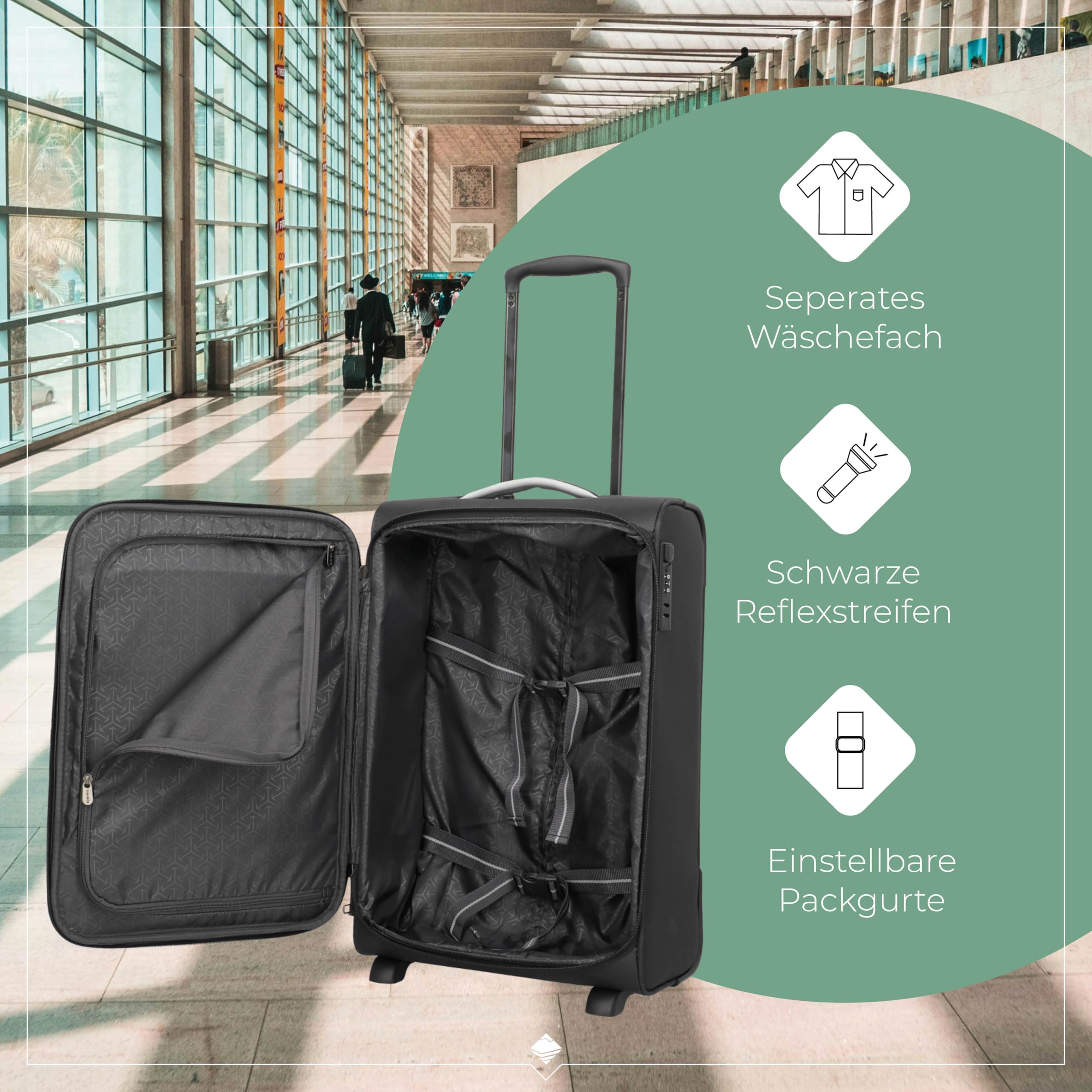 travelite Maleta de Equipaje de Mano con 2 Ruedas para Air France KLM + ITA, Cerradura de combinación integrada, Trolley de Equipaje Blando Compacto con función de Enganche, 55x35x23 cm, 40 l, 2,2 kg