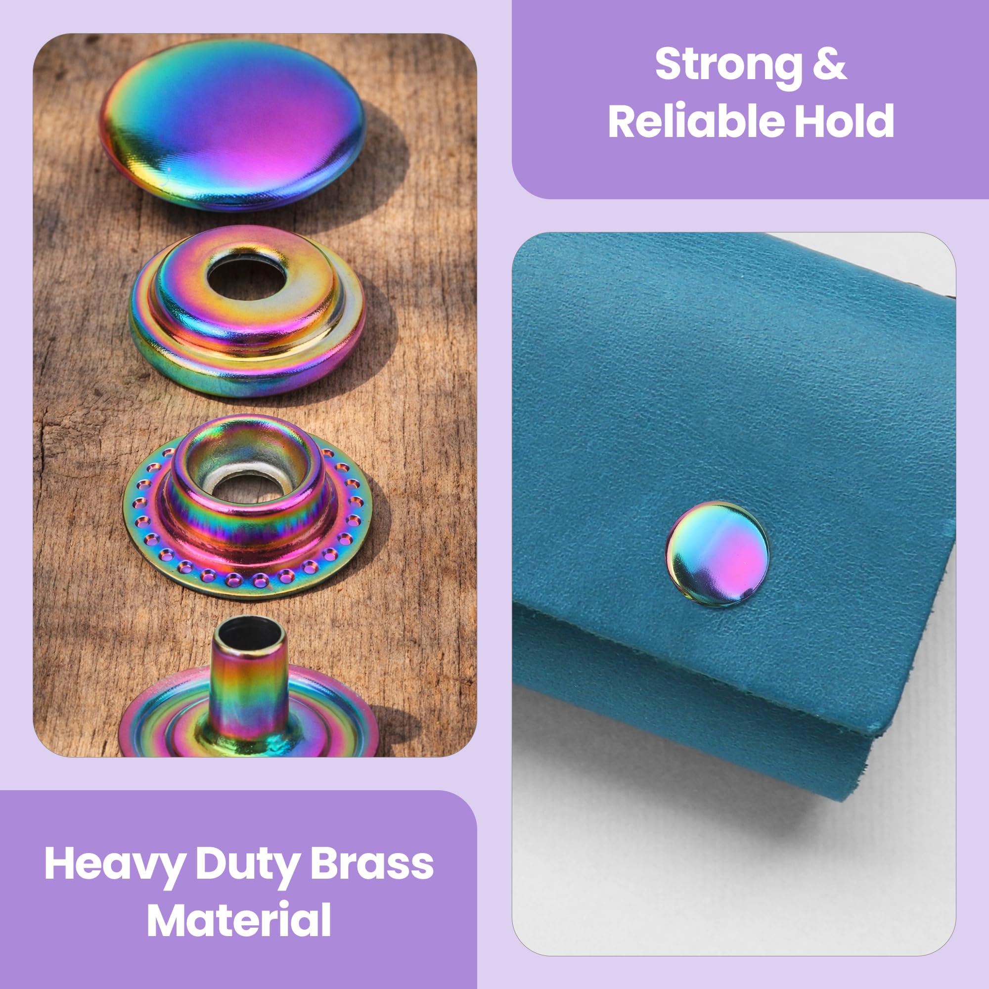 Event Decor Shop Botones de presión de metal de 12 mm, 4 piezas, broches a presión duraderos a prueba de óxido para artesanía en cuero, reparación de ropa, bolsos, correas y proyectos de bricolaje