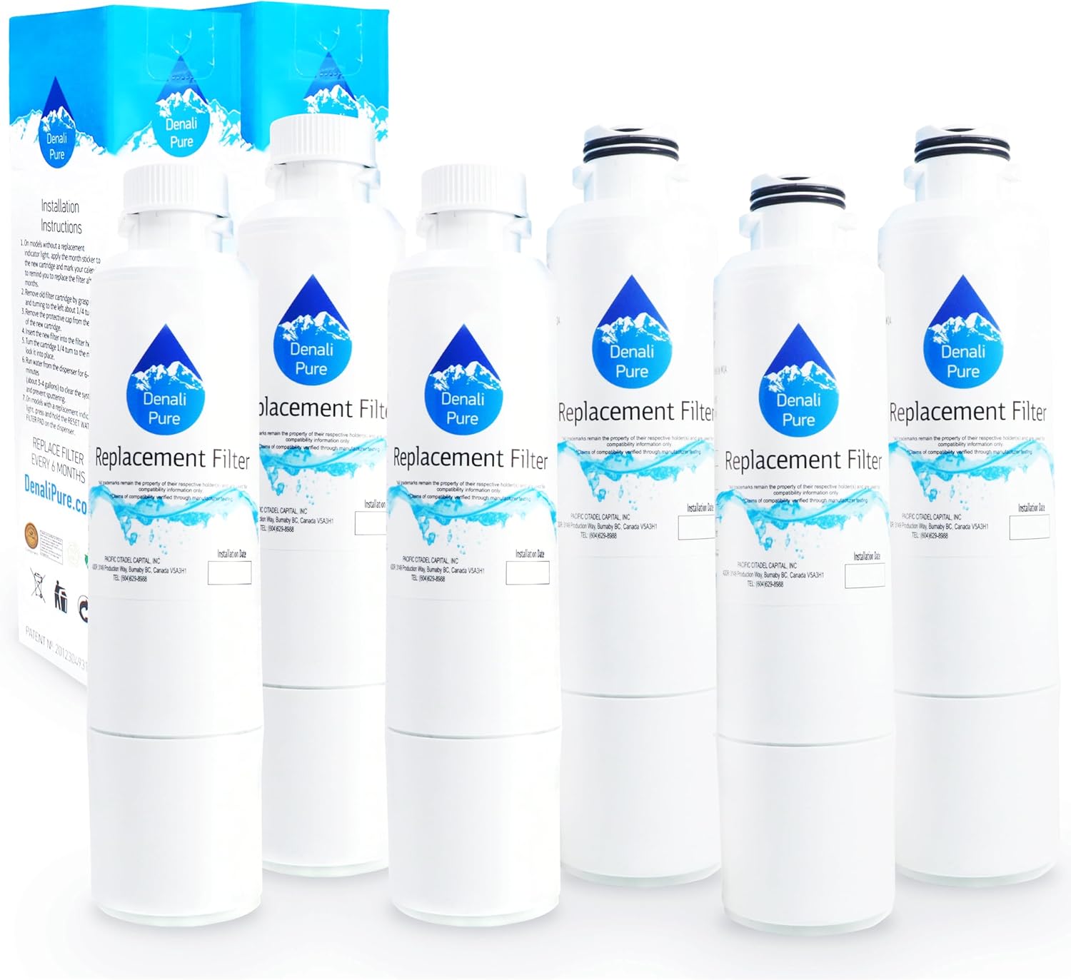 6-Pack Replacement for Samsung DA29-00020A Refrigerator Water Filter - Compatible with Samsung DA29-00020A Fridge Water Filter Cartridge