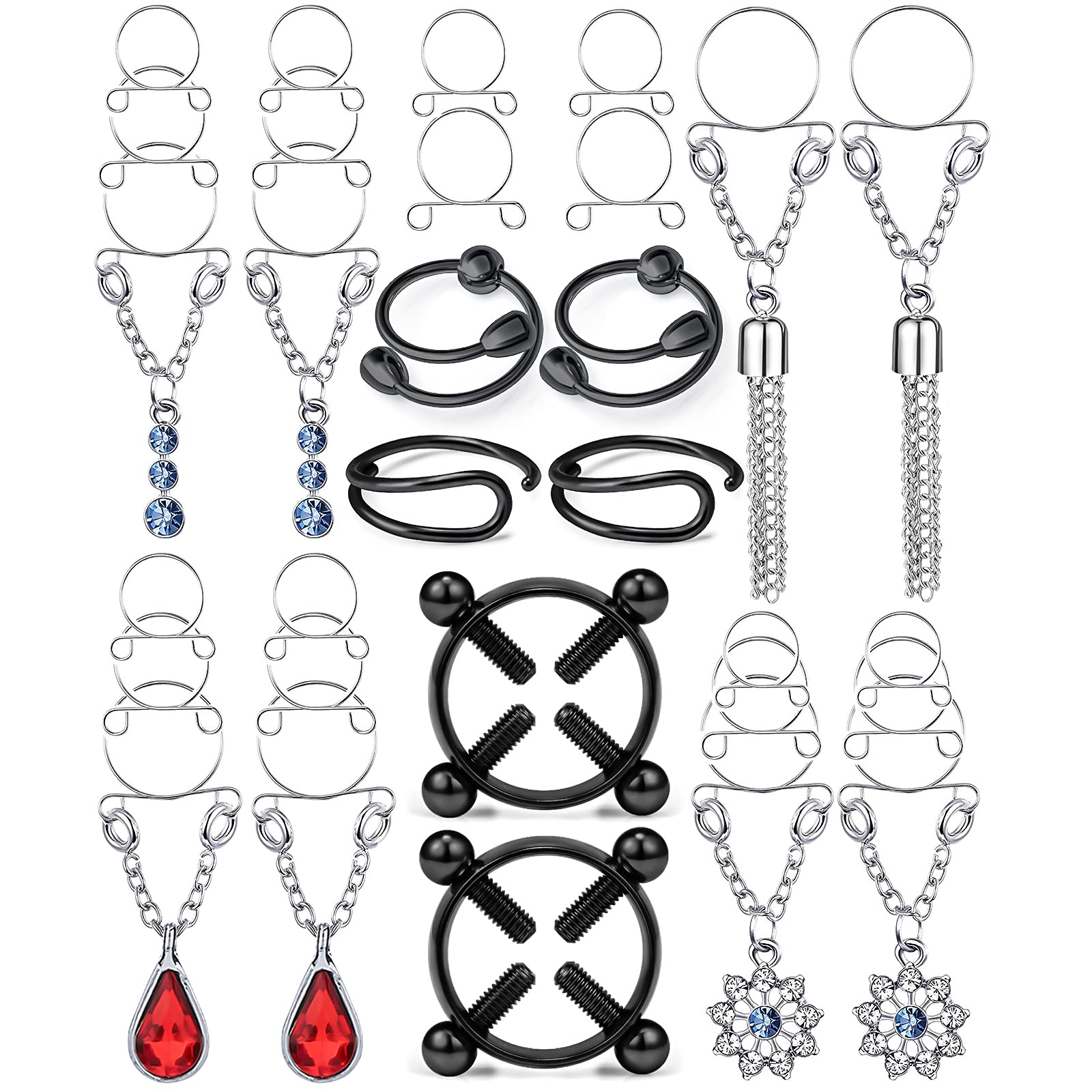 Kadogohno Fake Nipple Piercing/Fake Nipple Rings: Black