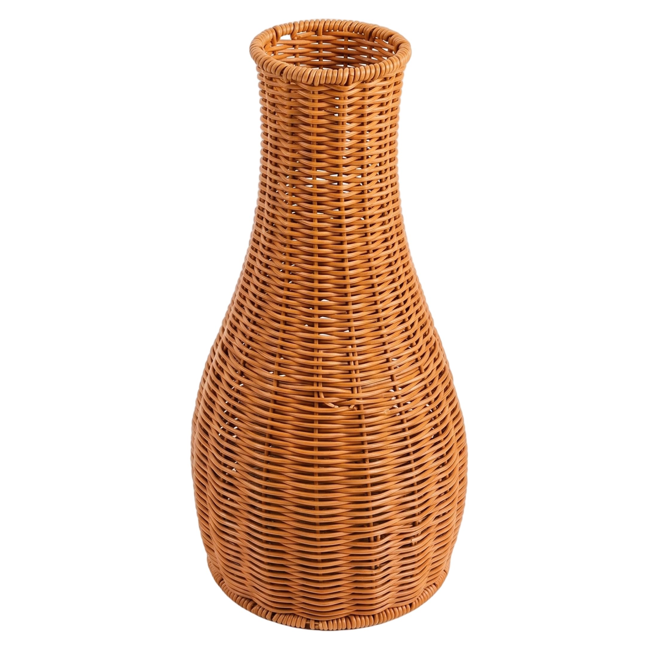 AwnsIMfreien Wicker Vase, Tall Floor Vase Handwoven Rattan-Like Plastic Decor with Vintage Tone for Living Room, Study Room, Bedroom, 3.74×14.17inch, Tall Vases for Floor