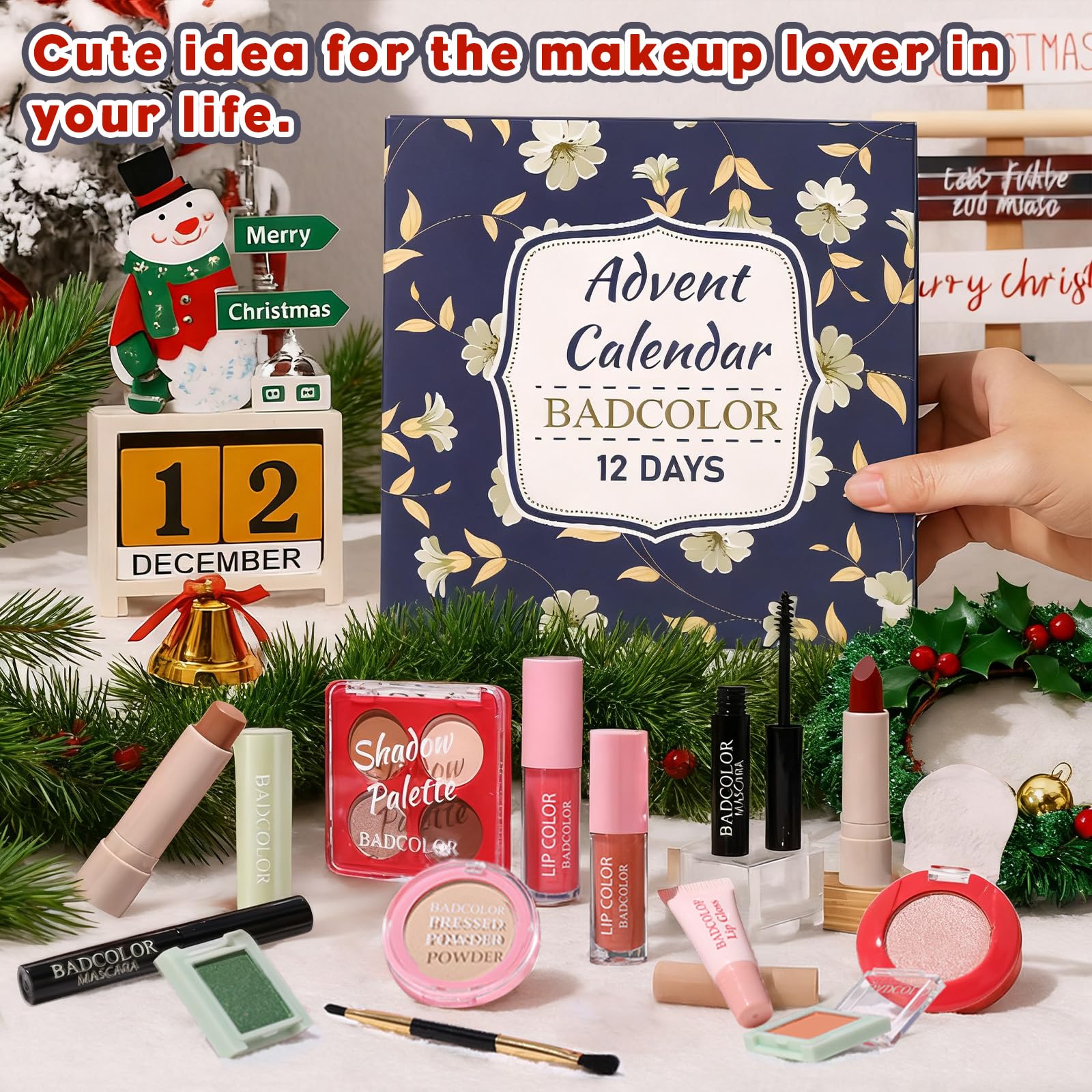 Set de maquillaje calendario de Adviento – 12 días de Navidad cuenta atrás calendario regalo maquillaje sets