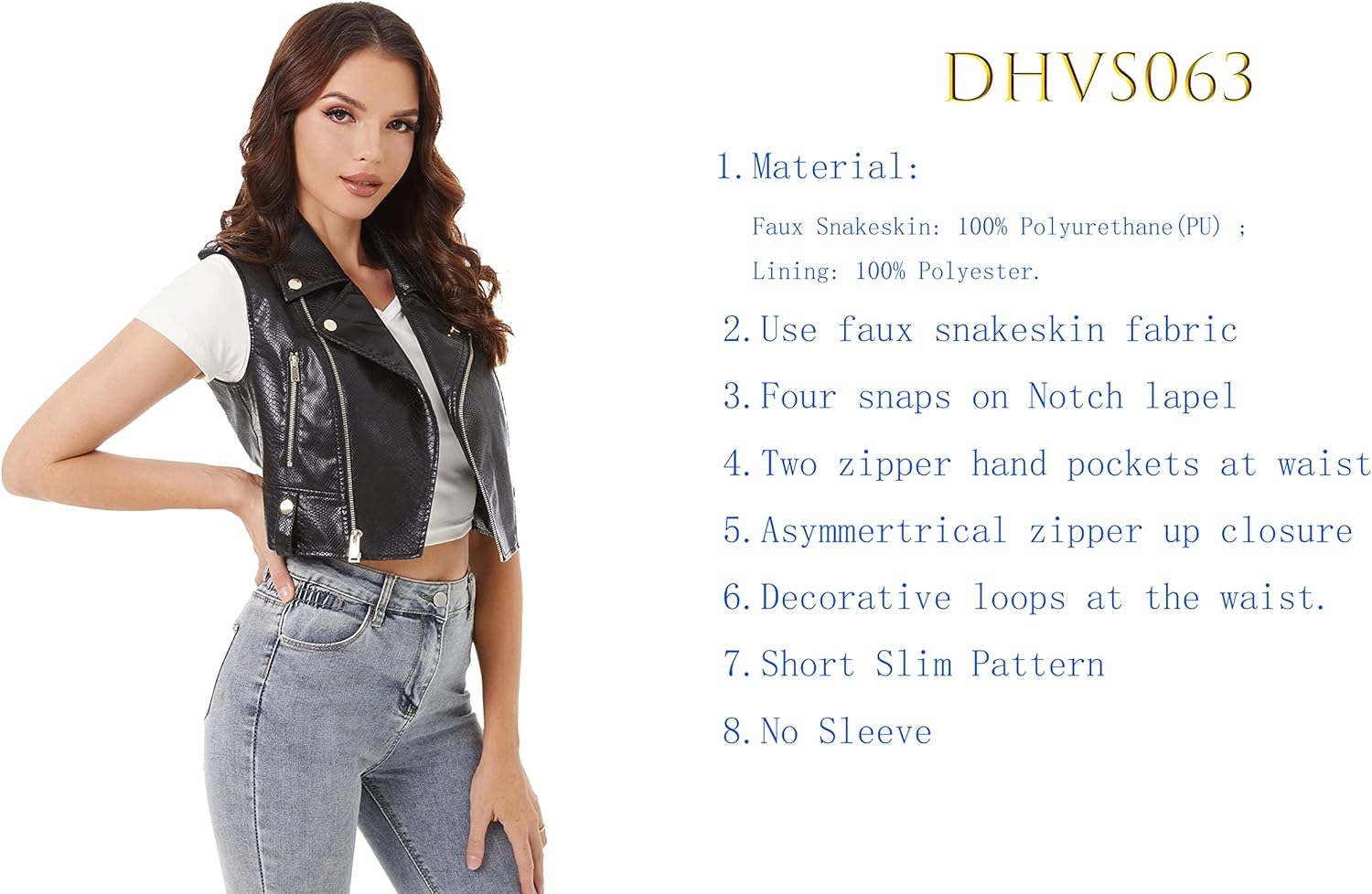 DIASHINY Faux Leather Vest For Women Lapel Sleeveless Moto Slim Fit PU Motorcycle Biker Waistcoat - Image 5