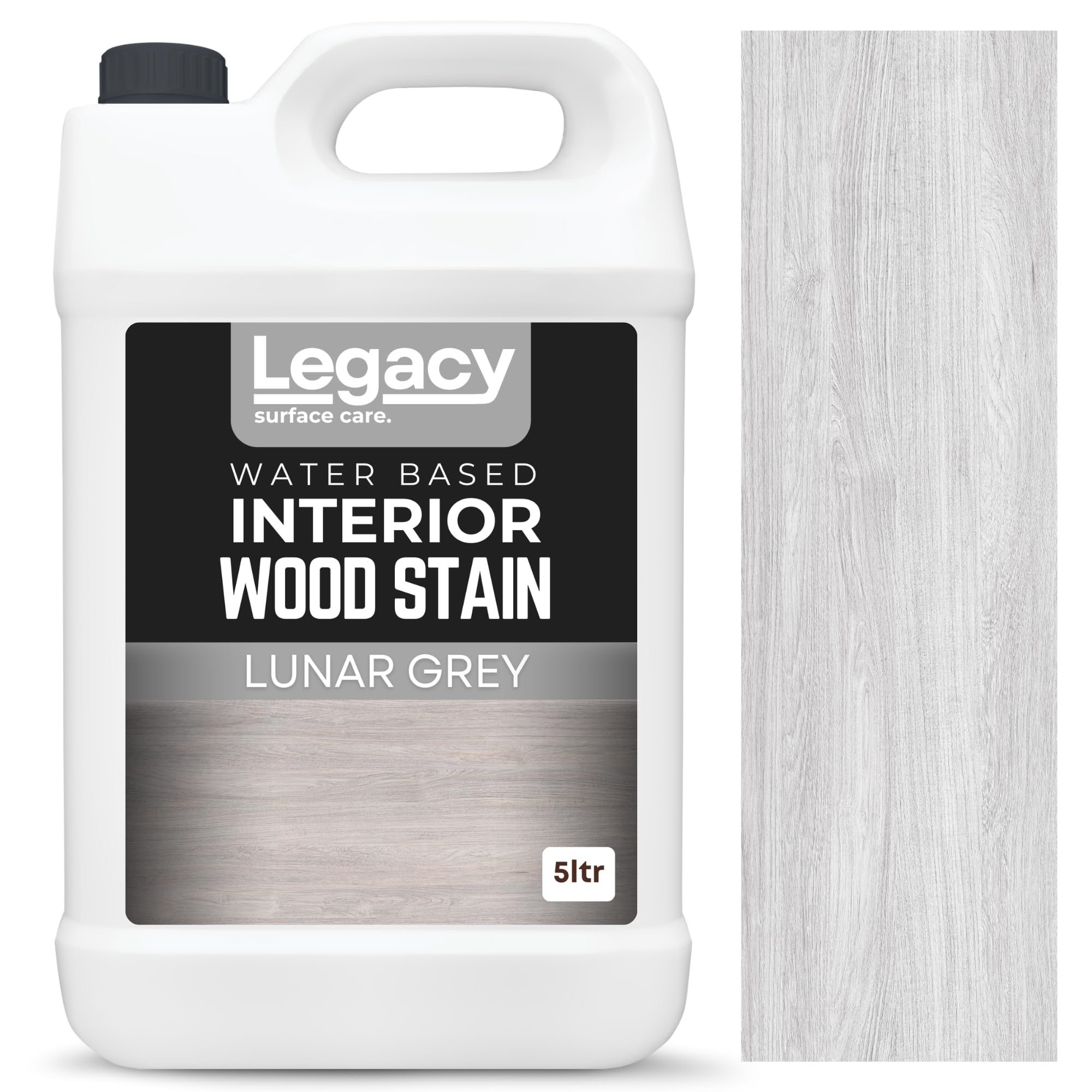 Legacy Surface Care Water Based Wood Stain (Gold Oak) – Fast Drying, Non-Toxic, Easy to Apply Wood Paint & Varnish for Indoor & Outdoor Furniture, Floors & Decking (Lunar Grey, 5ltr)