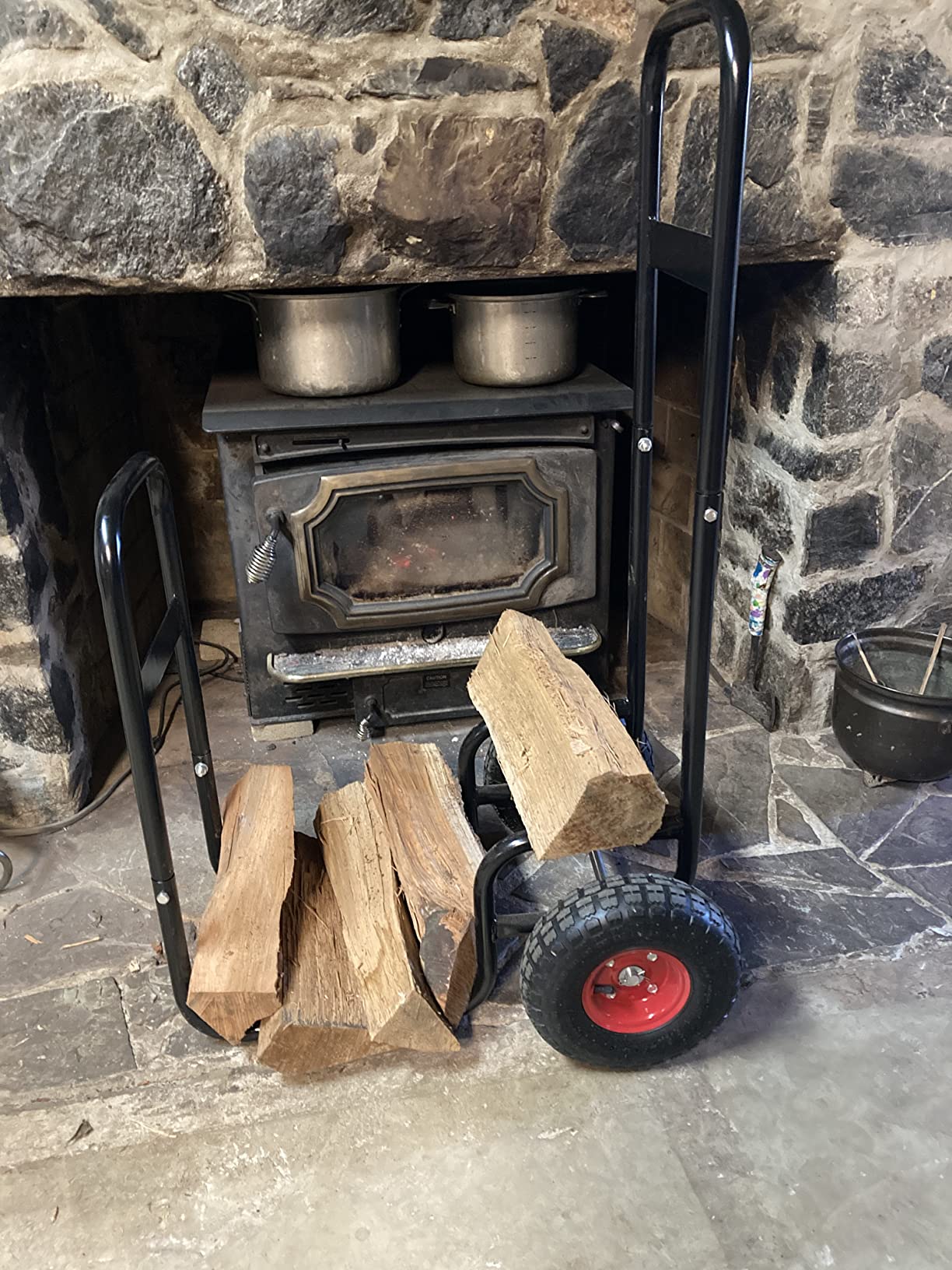 $11/mo - Finance Goplus Firewood Log Cart, Outdoor Indoor Firewood Rack ...