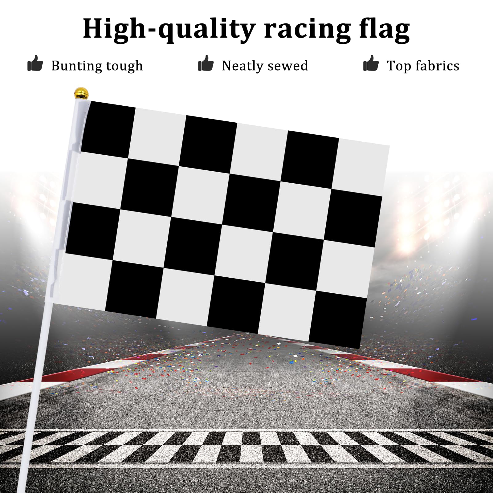 50 sztuk flagi w kratkę, czarno-białe, wyścigowe, mini flaga celownicza do sportów motorowych, wyścigów, urodzin, na imprezę, weran sportowy, dekoracja, 14 x 21 cm