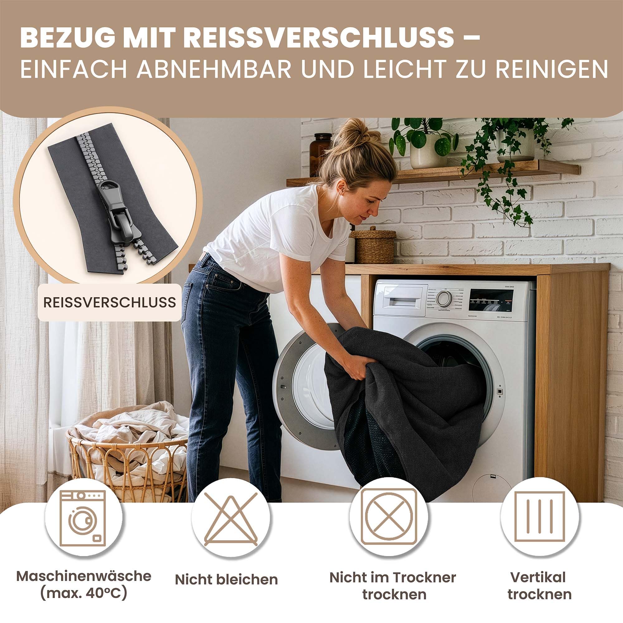 DreamRoots Sitzsack Outdoor Wetterfest - Bean Bag - Oxford 240 g/m² Leinenoptik - 8000 mm Wassersäule, UV-beständig - Mit Füllung & Hocker, rutschfest - Sitzsack für Kinder Schwarz