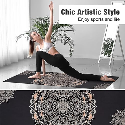 Miniatura 6 de MoKo Toalla de yoga, esterilla de yoga antideslizante, manta de yoga, patrón de impresión de secado rápido con bolsillo de esquina para bikram,