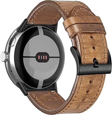 Soft Horween Leather Watch Band Compatible with Google Pixel /Pixel2 /Pixel 3 41mm/Pixel 3 45mm/Pixel 4 41mm/Pixel 4 45mm Watch,Replacement Strap for Pixel Smart Watch Bands