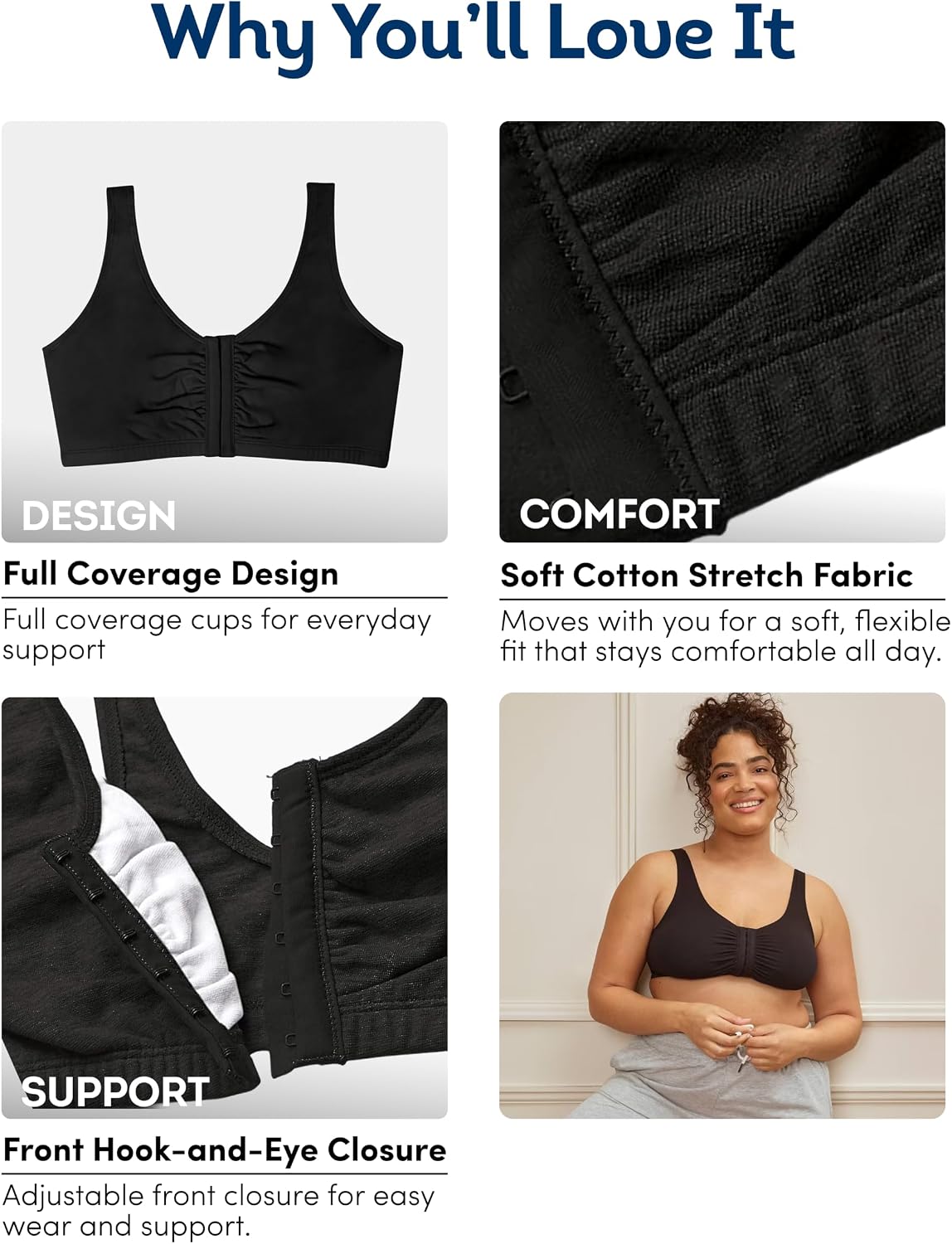 Fruit of the Loom Women's Multi-Pack Front Close Sports Bra