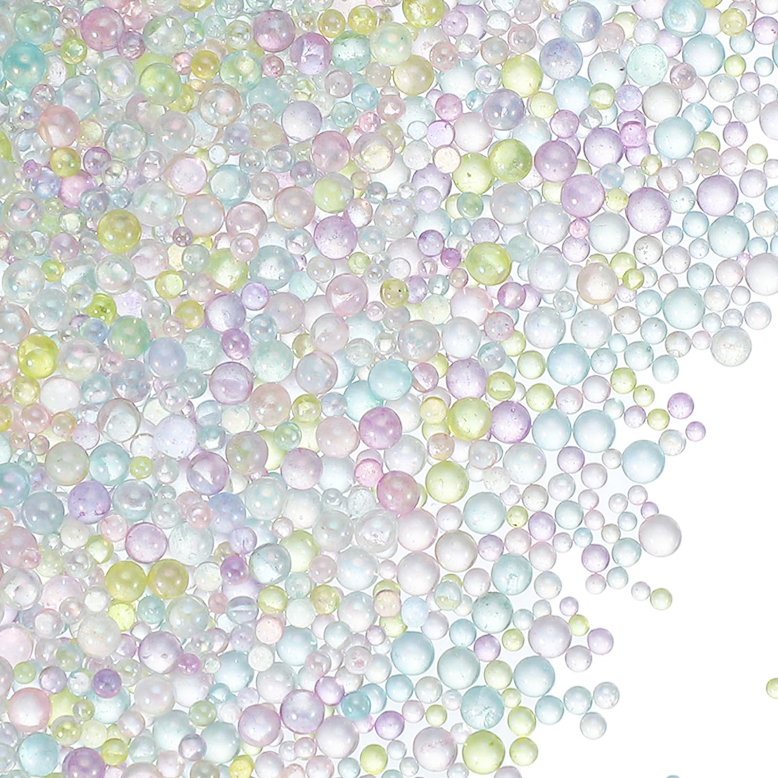 YELARXI Glass Bubble Beads, Tiny Iridescent Beads No Hole Mini Glass Bubble - Fitting for (DIY Crafting - Nail Art - Jewelry Making) 1-3mm &100g & Mixed Colors (Light)