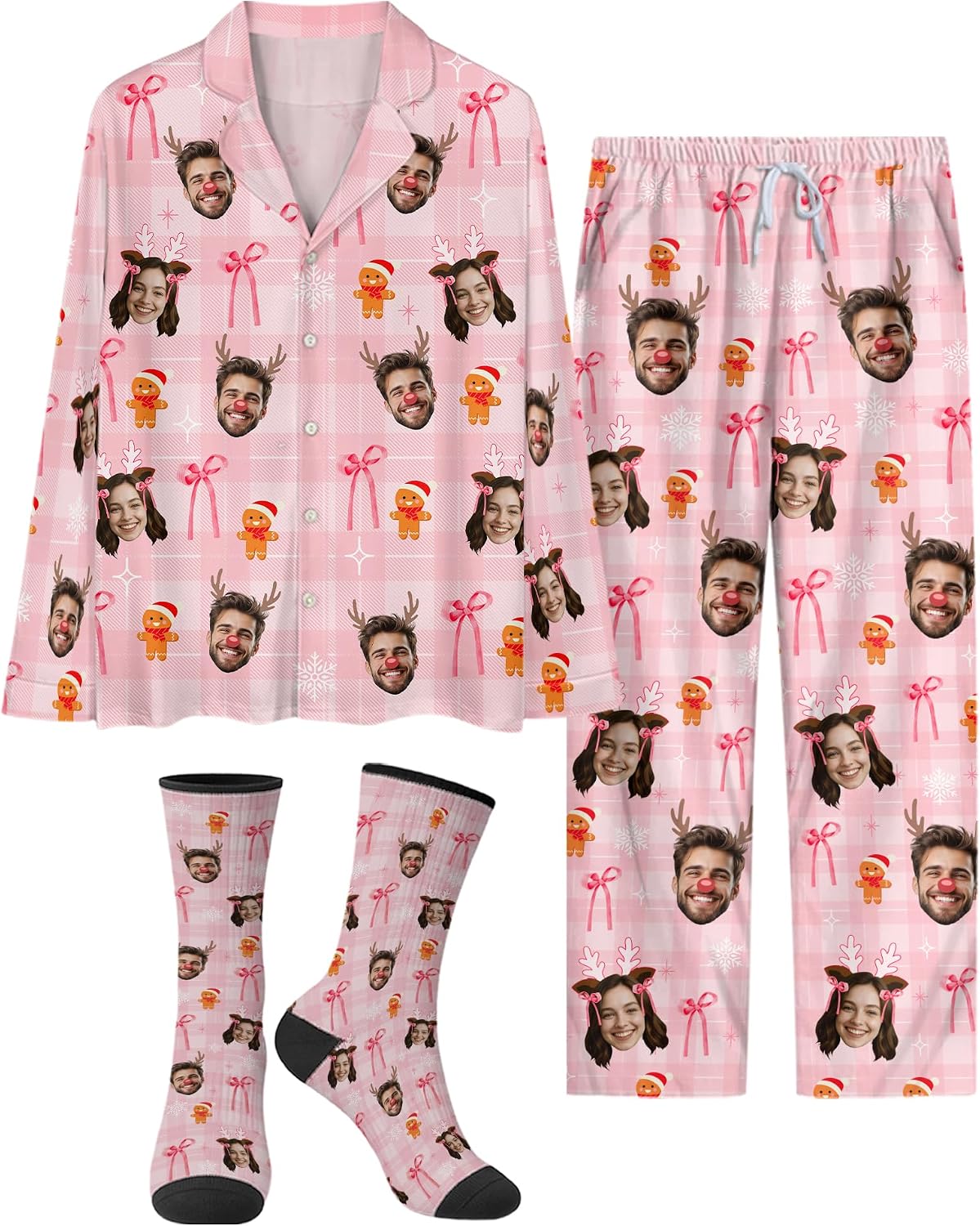 Custom Face Pajamas, Men And Women Matching Pajamas, Personalized Christmas Pjs, Funny Pajama Pants