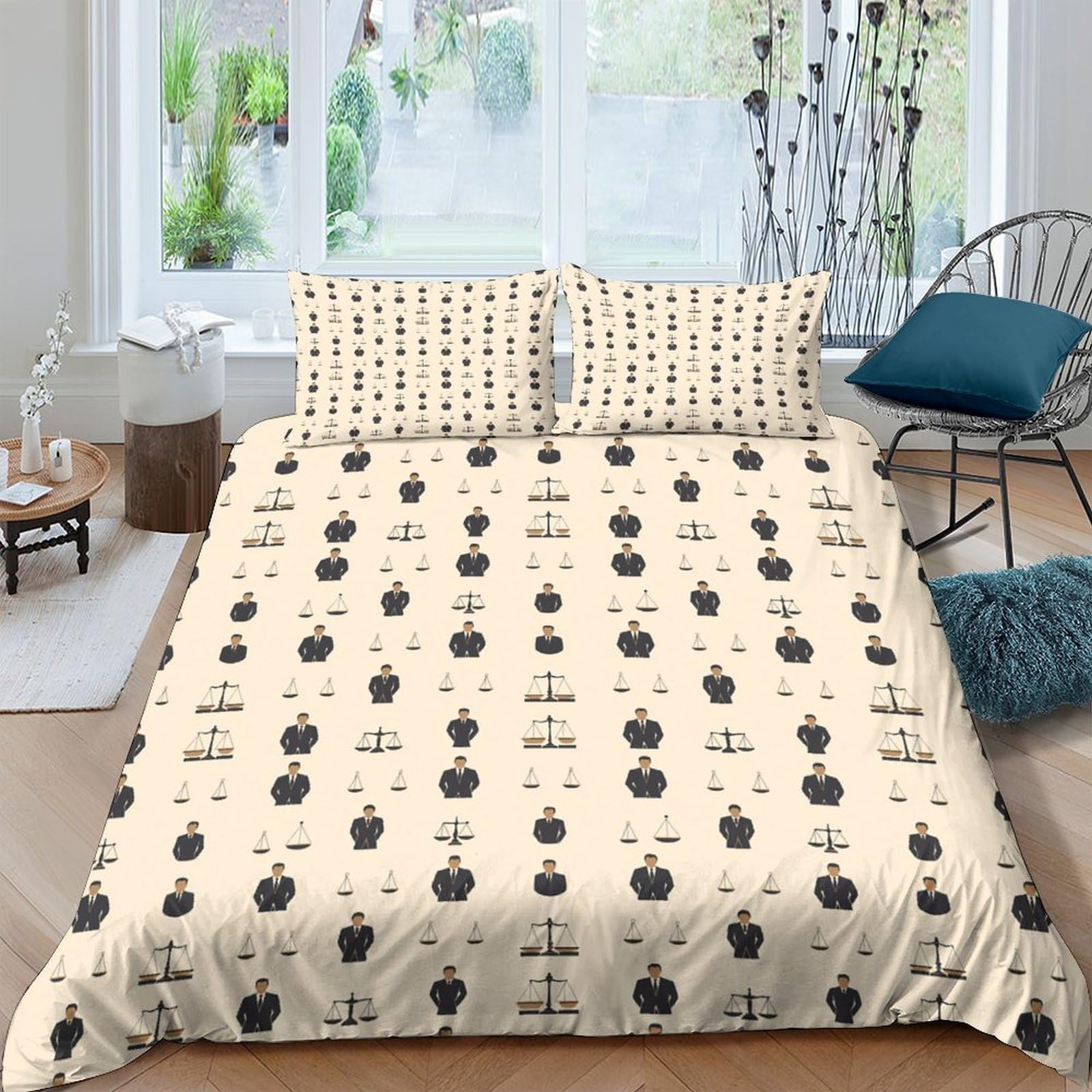 3D Printed Botanical Quilt Cover, Microfiber Duvet Cover Hidden Zipper for