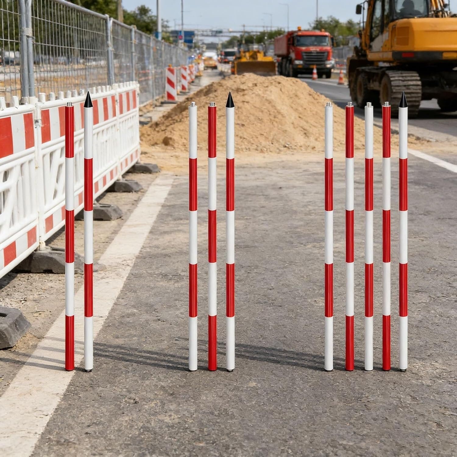 Cinta métrica Ligera Varilla de Grado Resistente con Marcas de Escala Rojas/de Contraste for ingeniería de construcción topográfica | 2 meters/6.6 ft