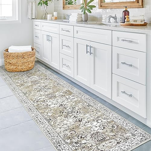Miniatura 8 de Hallway Runner 2x8 Runner Rug Vintage Floral Rug Washable Rug Kitchen Runner Non-Slip Low Pile Runners for Hallways Bathroom Rug Laundry Room Rug
