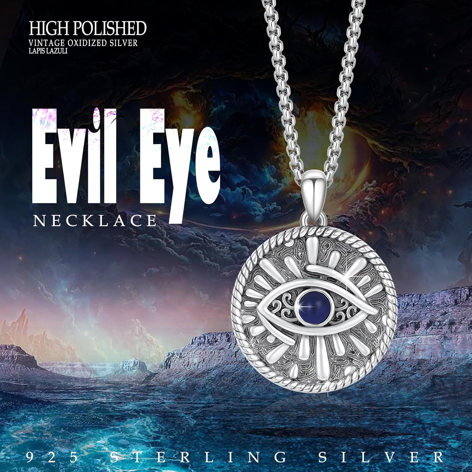 Evil Eye Necklace for Women 925 Sterling Silver, Protection Necklace with Blue Evil Eye Charm, Evil Eye/Lotus Pendant Jewelry, Birthday Christmas Gifts for Her - Image 4