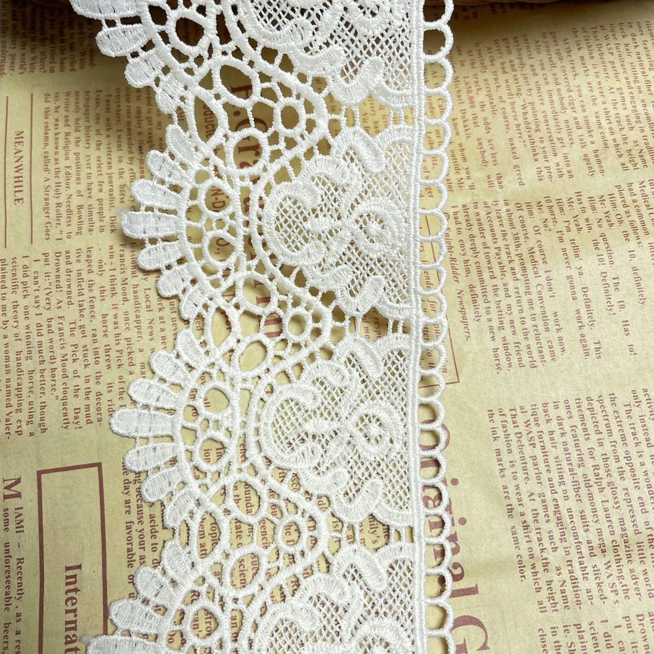 9CM Width Europe Crown Pattern Inelastic Embroidery Lace Trim,Curtain Tablecloth Slipcover Bridal DIY Clothing/Accessories.(2 Yards in one Package) (Cream)