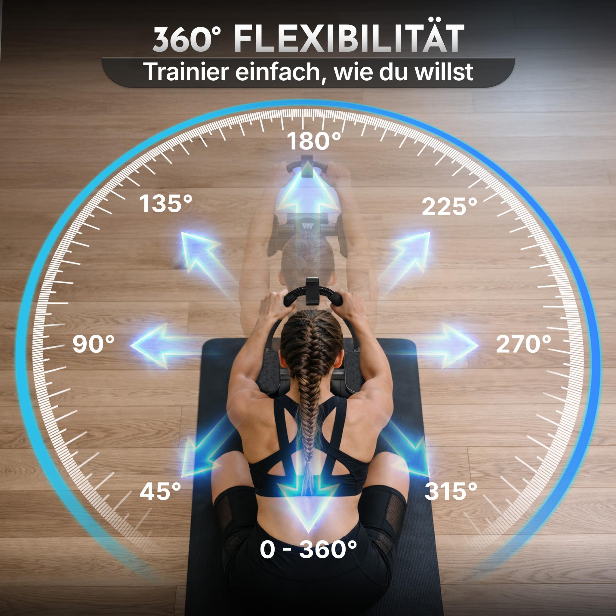 NEOLYMP - Patentierter Bauchroller für Zuhause mit Unterarm-Auflagepads – Extra Breite für Stabilität, 5 Einstellstufen für gerade & seitliche Rollouts & Handyhalterung