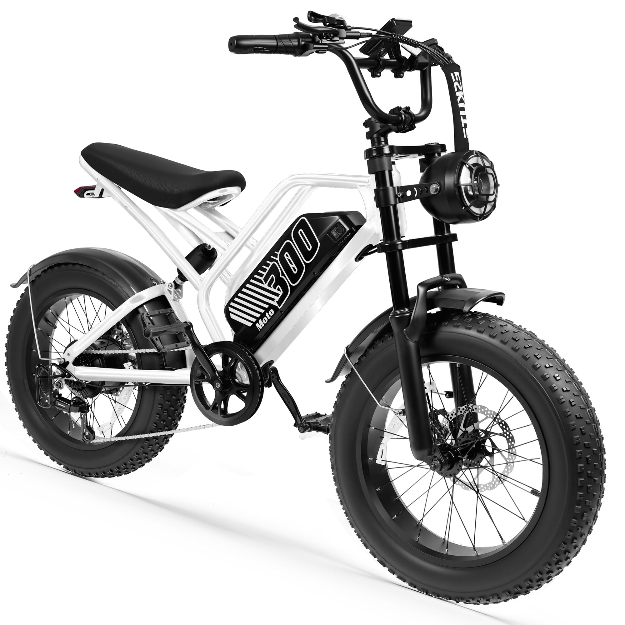 ESKUTE Electric Bike for Adult, 48V 20.8/41.6Ah Battery, 20"×4" Fat Tire with 1500W Motor E-Bike, Off-Road Ebike Up to 30+MPH, 7-Speed Beach Snow Trail Mountain Commuter for Beginner Cyclists V300