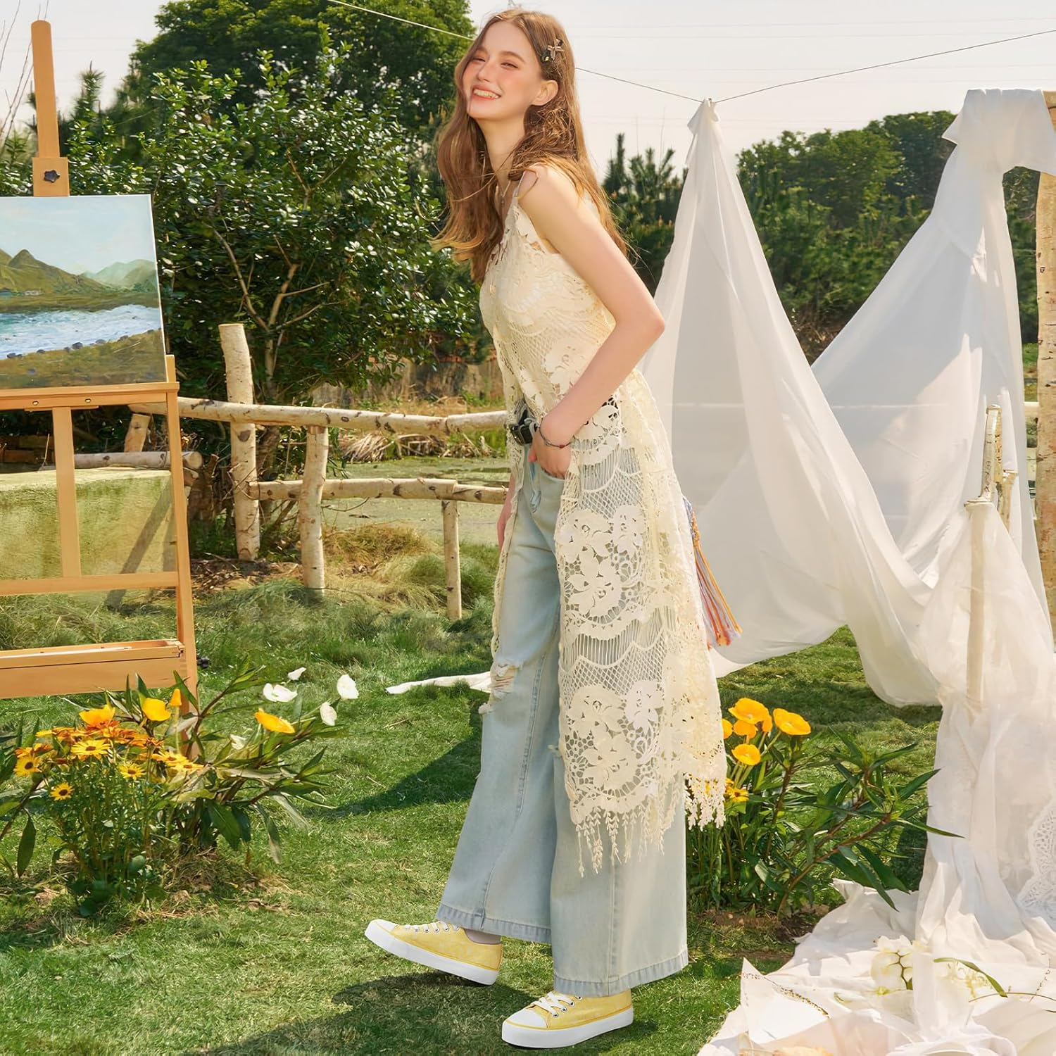 yageyan Womens White Tennis Shoes Low top Canvas Sneakers Women Fashion Shoes for Walking Casual Canvas Comfortable - Image 3