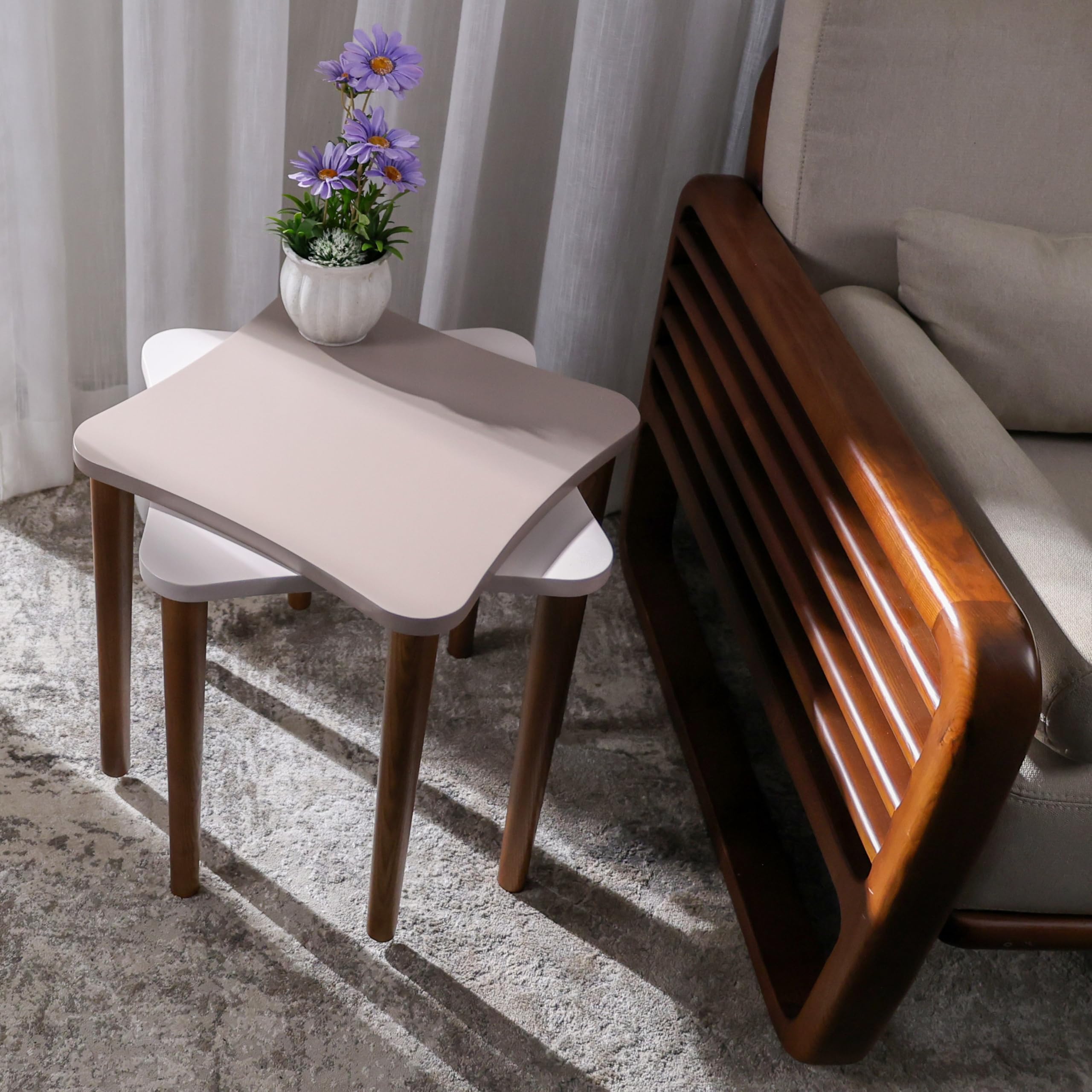UPERI Nesting Table, Matte Finish, DIY, Dark Walnut Color, Set of 2 (Multicolor, Square)