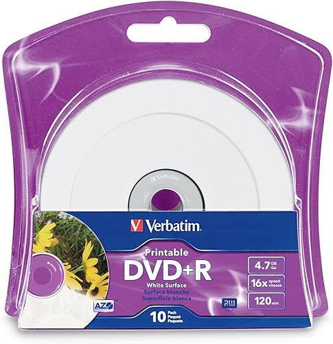 Verbatim DVD+R 4,7 GB 16 X Blanco Inyección de Tinta Imprimible con Hub de Marca - 10pk Blister*
