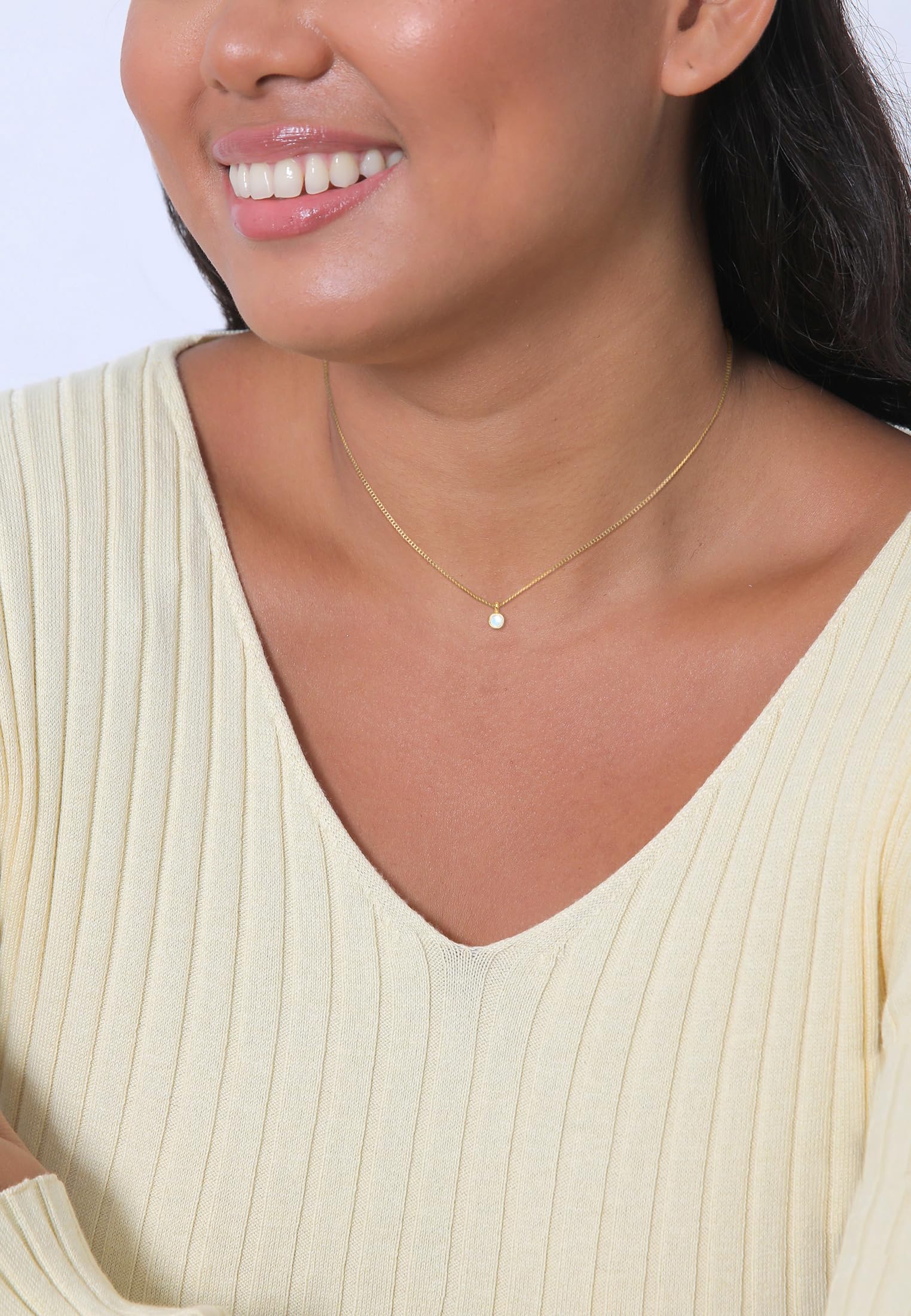 Elli Gargantilla para mujer con colgante precioso con piedra lunar en plata de ley 925