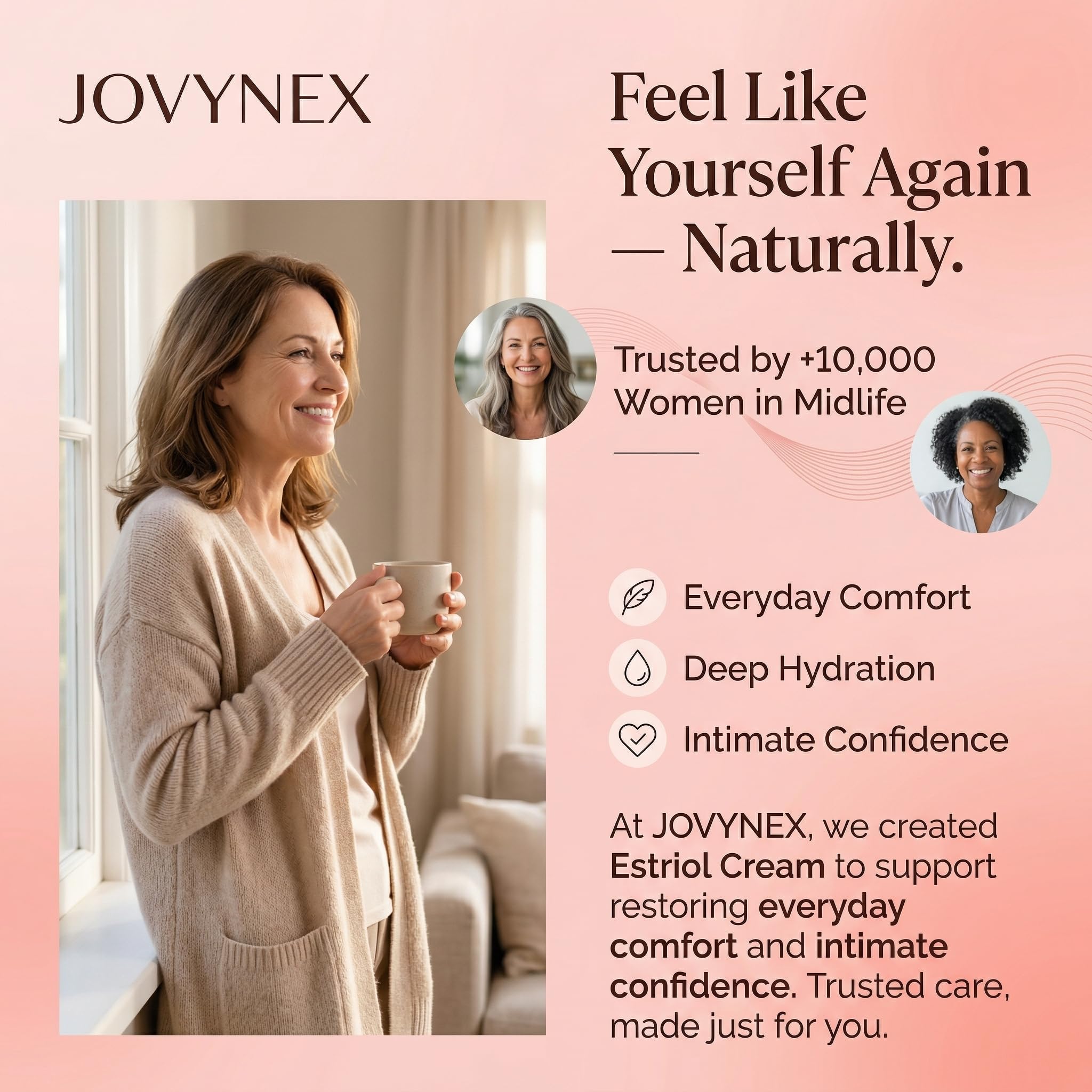 Estriol Cream for Menopausal Women: Bioidentical Natural Vaginal Care for Dryness, Gentle Fast-Absorbing Refreshing Feel, 1oz 30-Day Supply