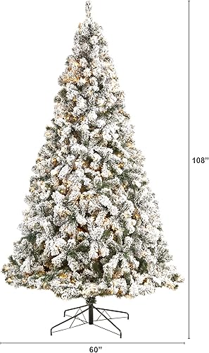 Miniatura 2 de Nearly Natural Árbol de Navidad artificial de abeto de Virginia Occidental de 9 pies con 650 luces LED transparentes y 1320 ramas flexibles