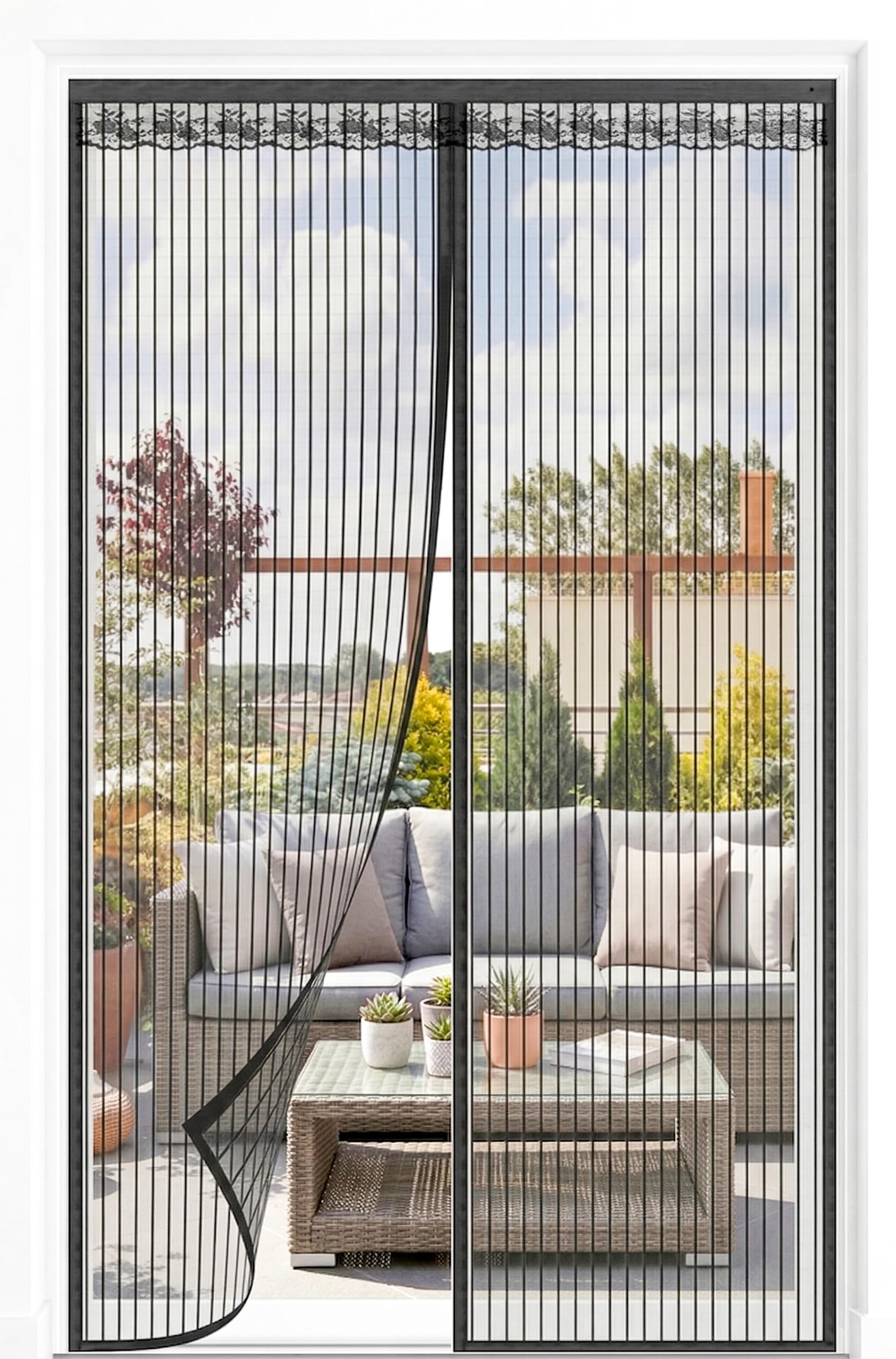 Rainberg Magnetic Fly Screen Door 90x210cm Heavy Duty Insect Mesh Curtain Black