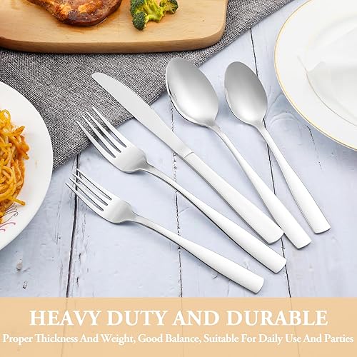 Miniatura 57 de MUTNITT Juego de cubiertos de 30 piezas para 6, juego de cubiertos de acero inoxidable de alta calidad, cubiertos pulidos con espejo