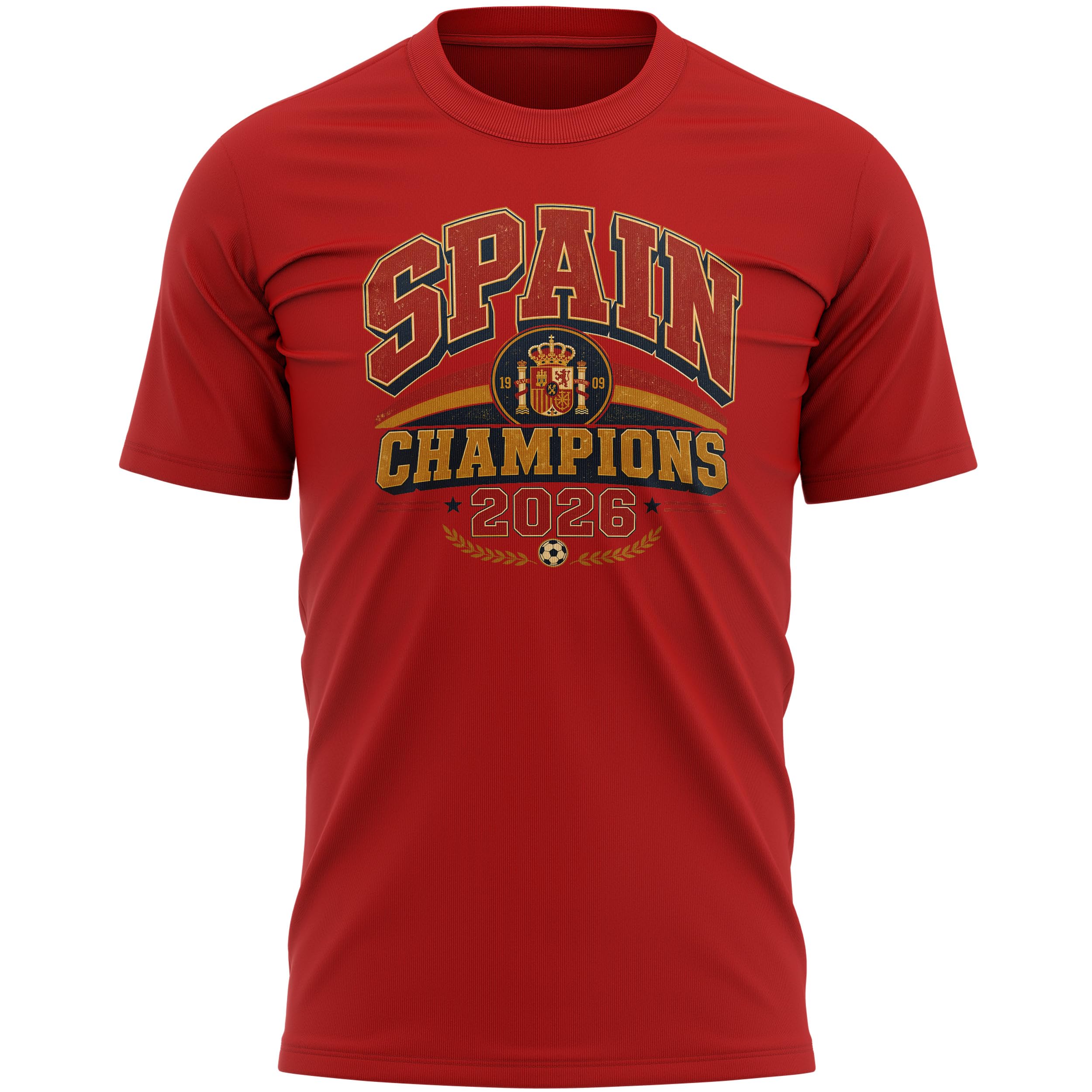 Retro Spain Winners T Shirt for Men - Spanish World Champions Badge Design - Football Supporter Fan Tee, L, Red