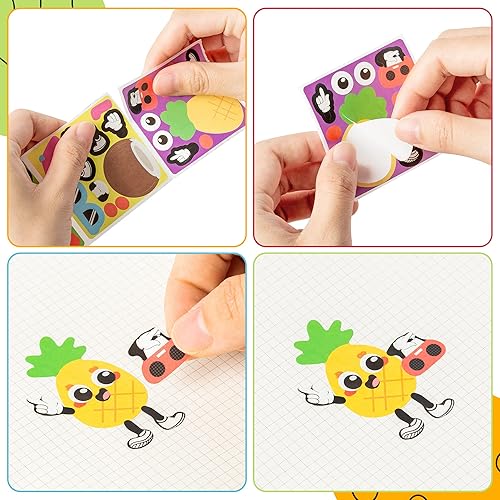 Miniatura 10 de Haooryx Rollo de 300 calcomanías de calabaza de otoño para hacer una cara, haz tu propia cara de calabaza, calcomanías adhesivas para mezclar y