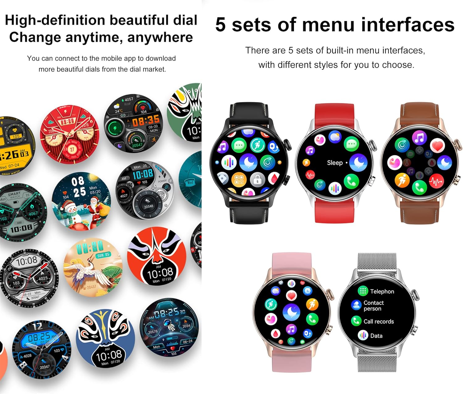 HANDA HK8 Pro Smart Watch displaying various customizable watch faces and menu styles