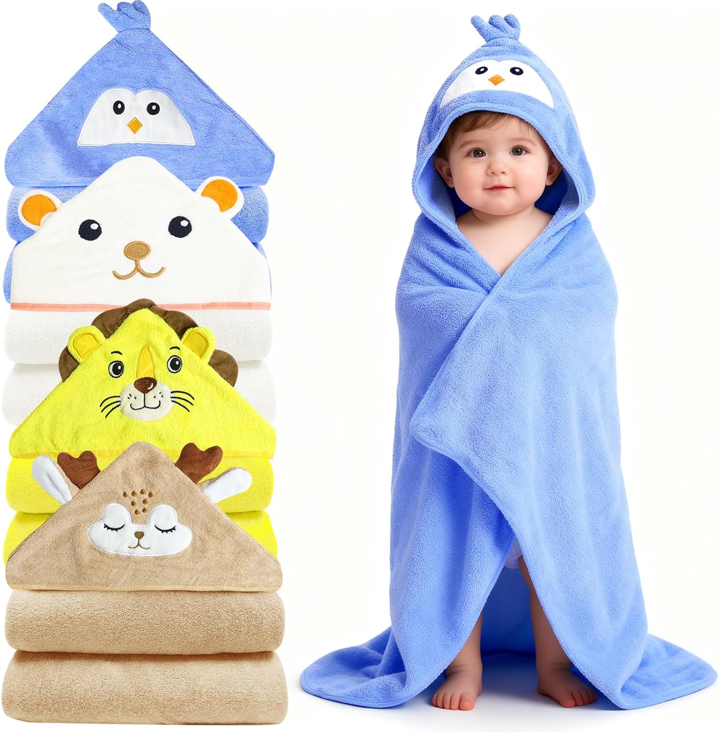 Baby Bath Supplies Baby Stuff for Newborn Infant Gifts Newborn Toddler Bath Supplies 4 Pack Hooded Baby Towels Baby Bath Towels Toddler Bath Towels