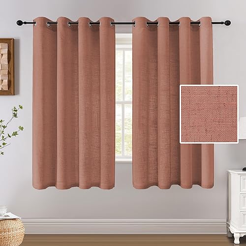 Miniatura 9 de H.VERSAILTEX Cortinas de Lino de 84 Pulgadas de Largo para Sala de Estar, Juego de 2 Paneles, Neutral, Moderno Estilo Casa de Campo, Privacidad de