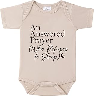 BIBIBLISSBABY An Answered Prayer Pregnancy Reveal Infant Bodysuit,0-3Months Baby Announcement Onesie,Baby Reveal Gifts for Grandparents(oat)