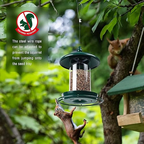 Miniatura 5 de Comederos para pájaros para exteriores, techo de metal, a prueba de mordidas, perca de alimentación de 360, comederos para pájaros silvestres para