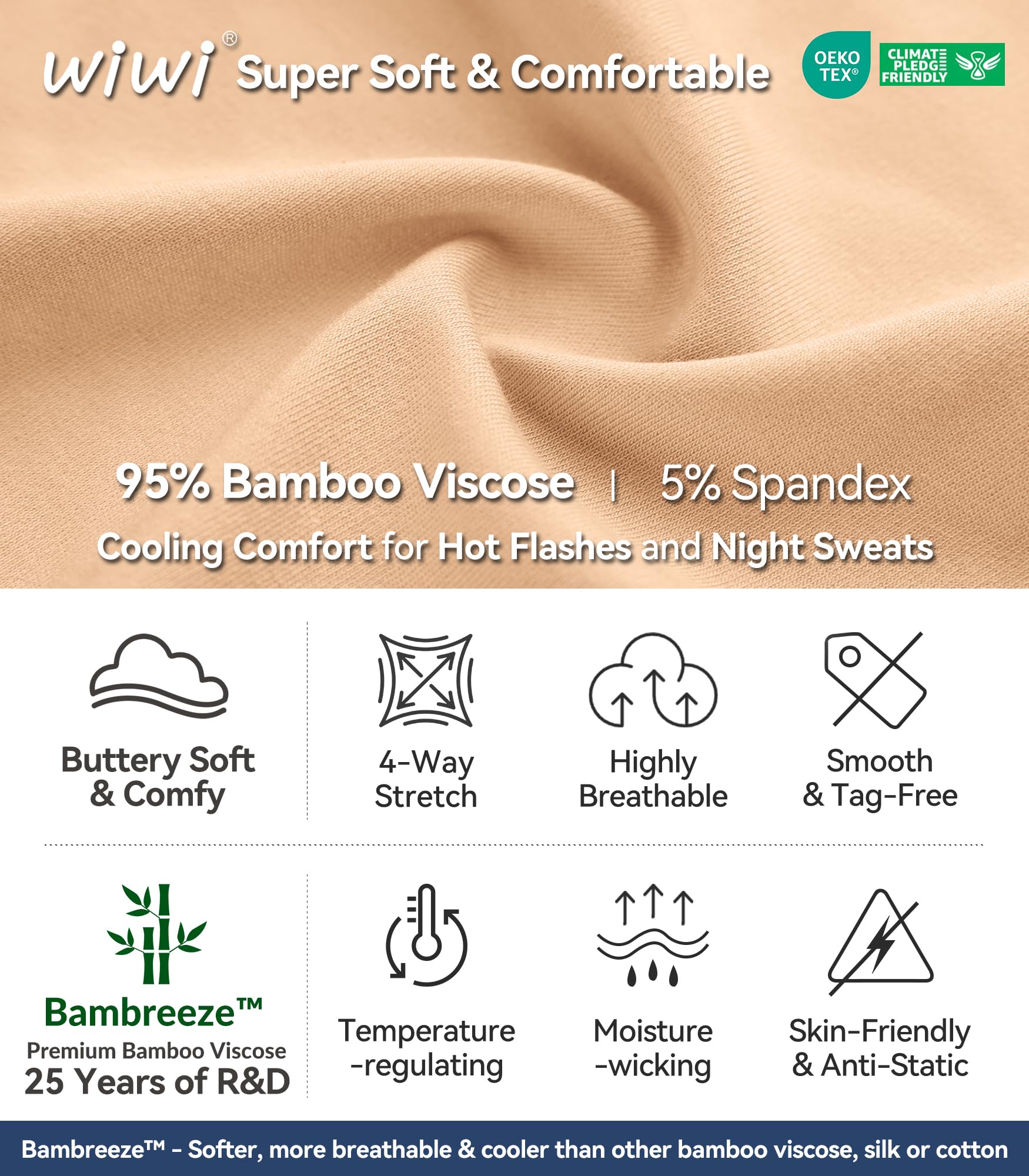 WiWi Thermal Underwear Set for Women Long Johns Sets Super Warm Base Layer Top Pants Pajamas Set Viscose from Bamboo S-3X