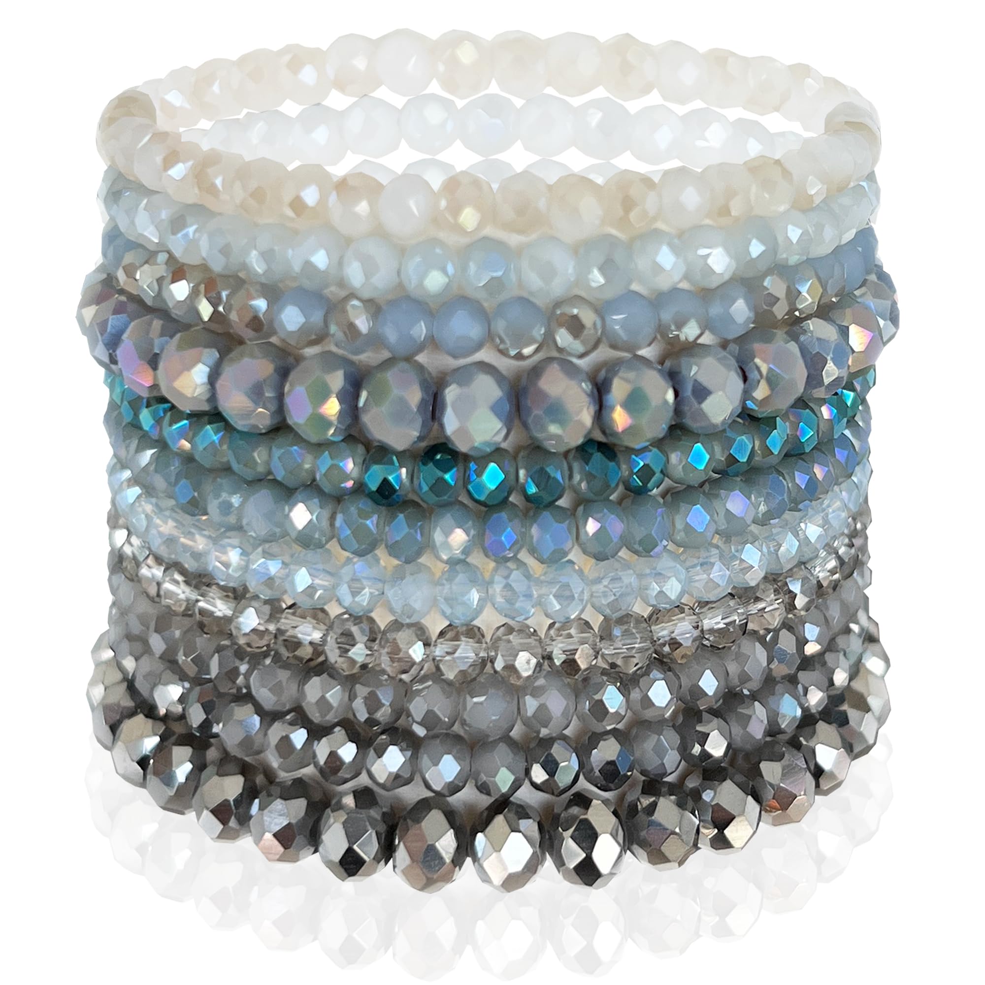 CATCHY & CRAFTY Bracelet Crystal Stretch Stackable Layering Colorful Statement Bracelets Women Glass Beaded Boho Friendship Mothers Day Gift