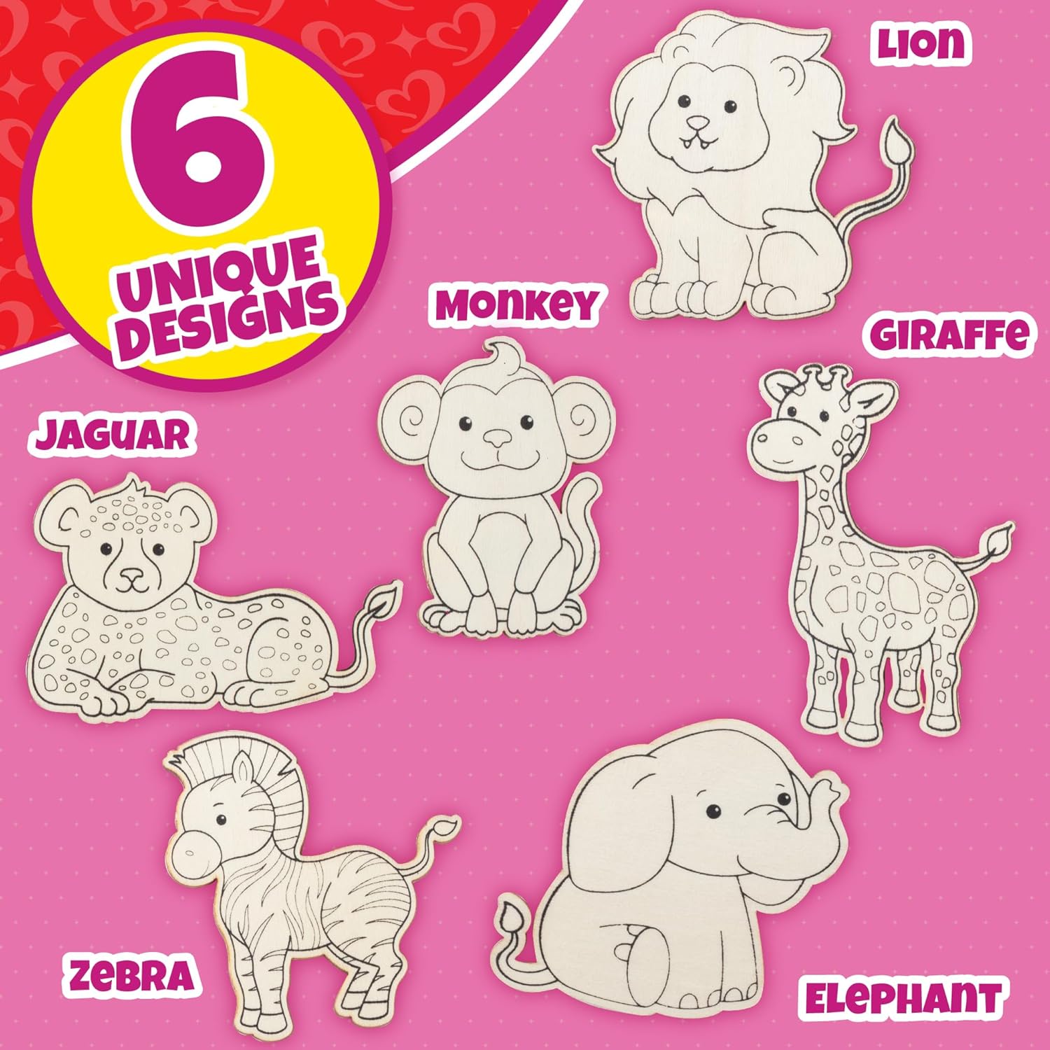 Zoo Animals Wood Painting Kits (24 ct) - Goodie Bag Party Favors for Kids Birthday Party & School Classroom Prizes - Each Craft Comes w Brush & Paints - Party Favor Stuffer Gifts for Boys & Girls