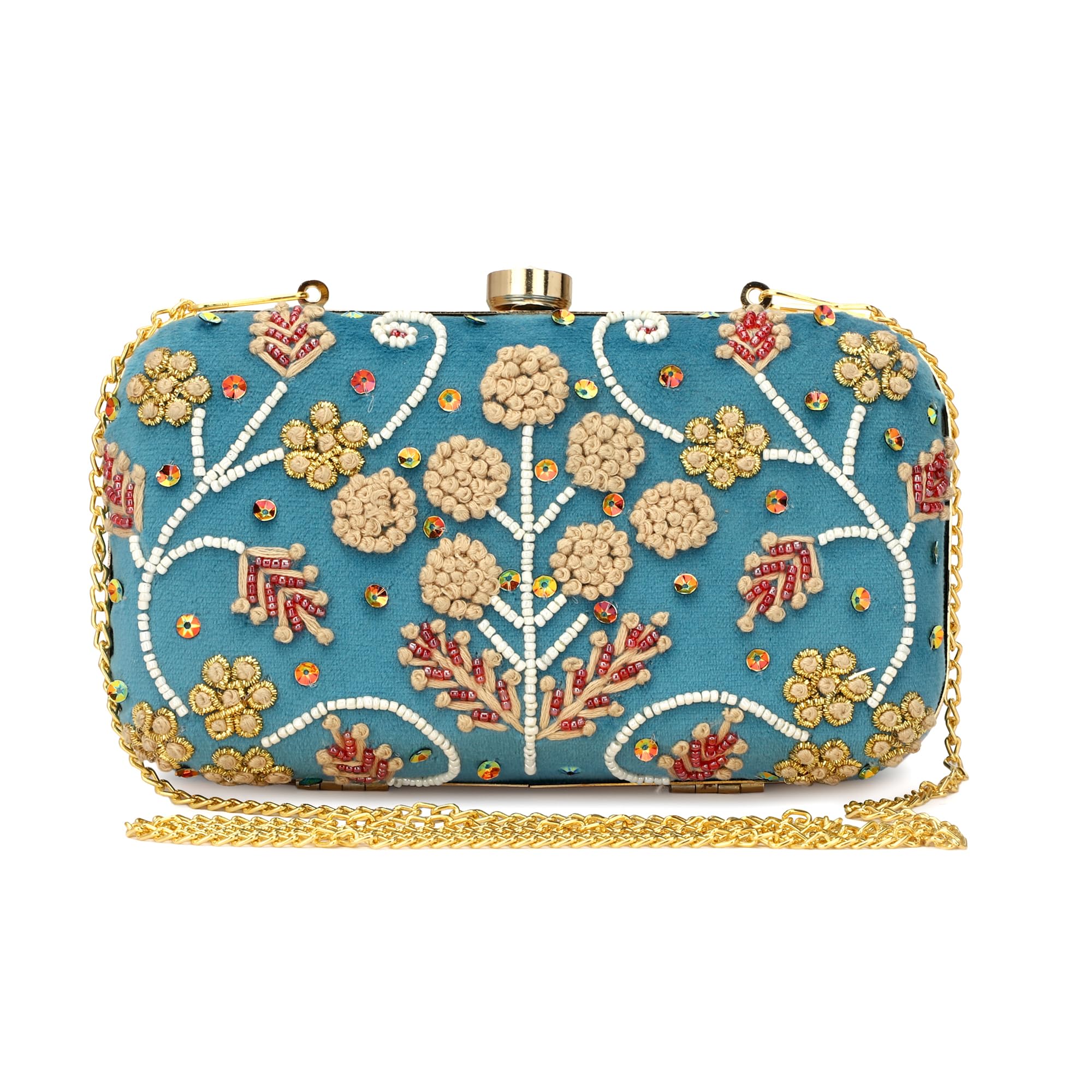 fashion overseas Women's Glitter Floral Rhinestone Beaded Evening Party Clutch Wedding Bag Wallet-picture-22