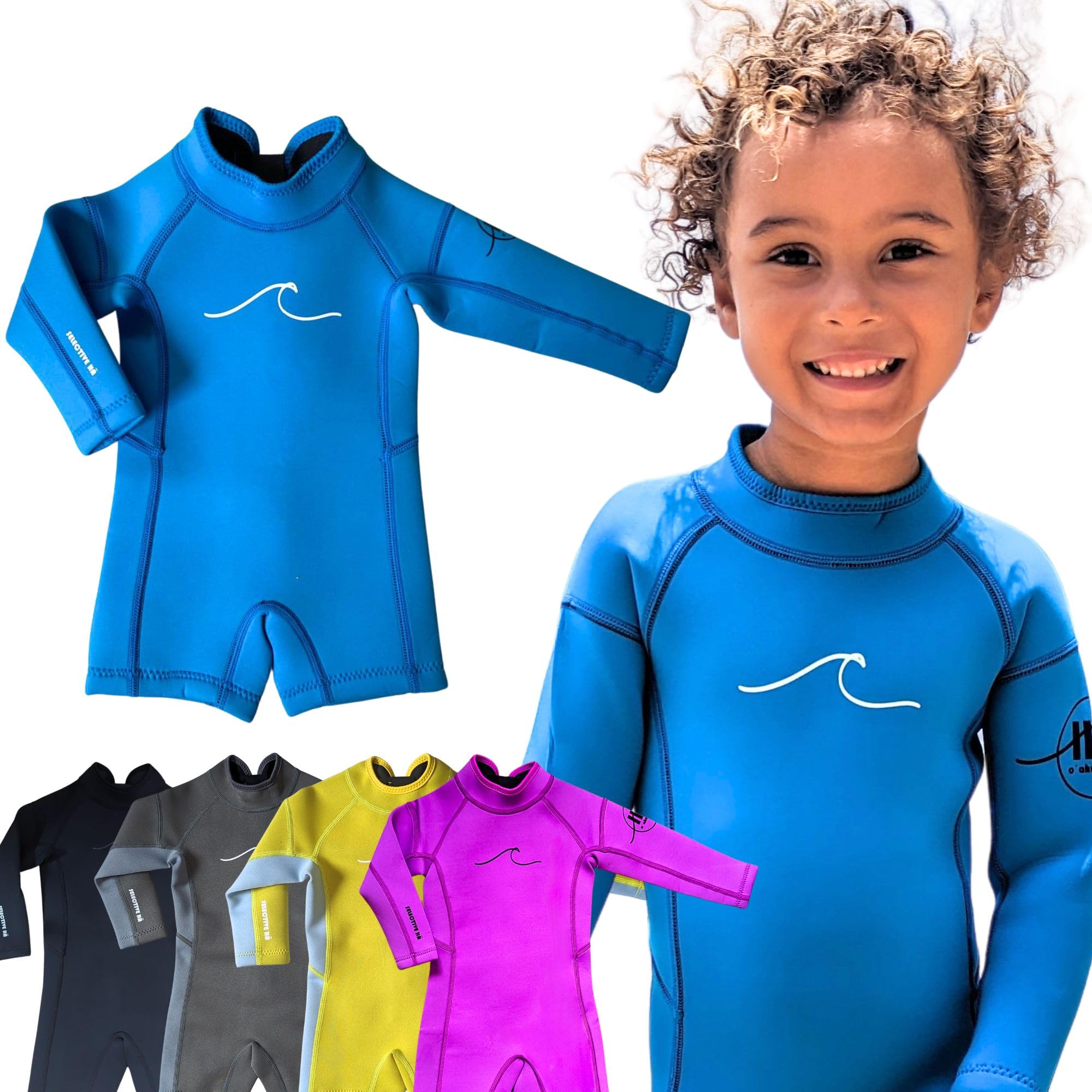 Selective HA Baby, Infant, Toddler, Kids Ultrasoft 1.5mm and 2.5mm Genuine Yamamoto Neoprene Longsleeve Shorty Wetsuit Springsuit